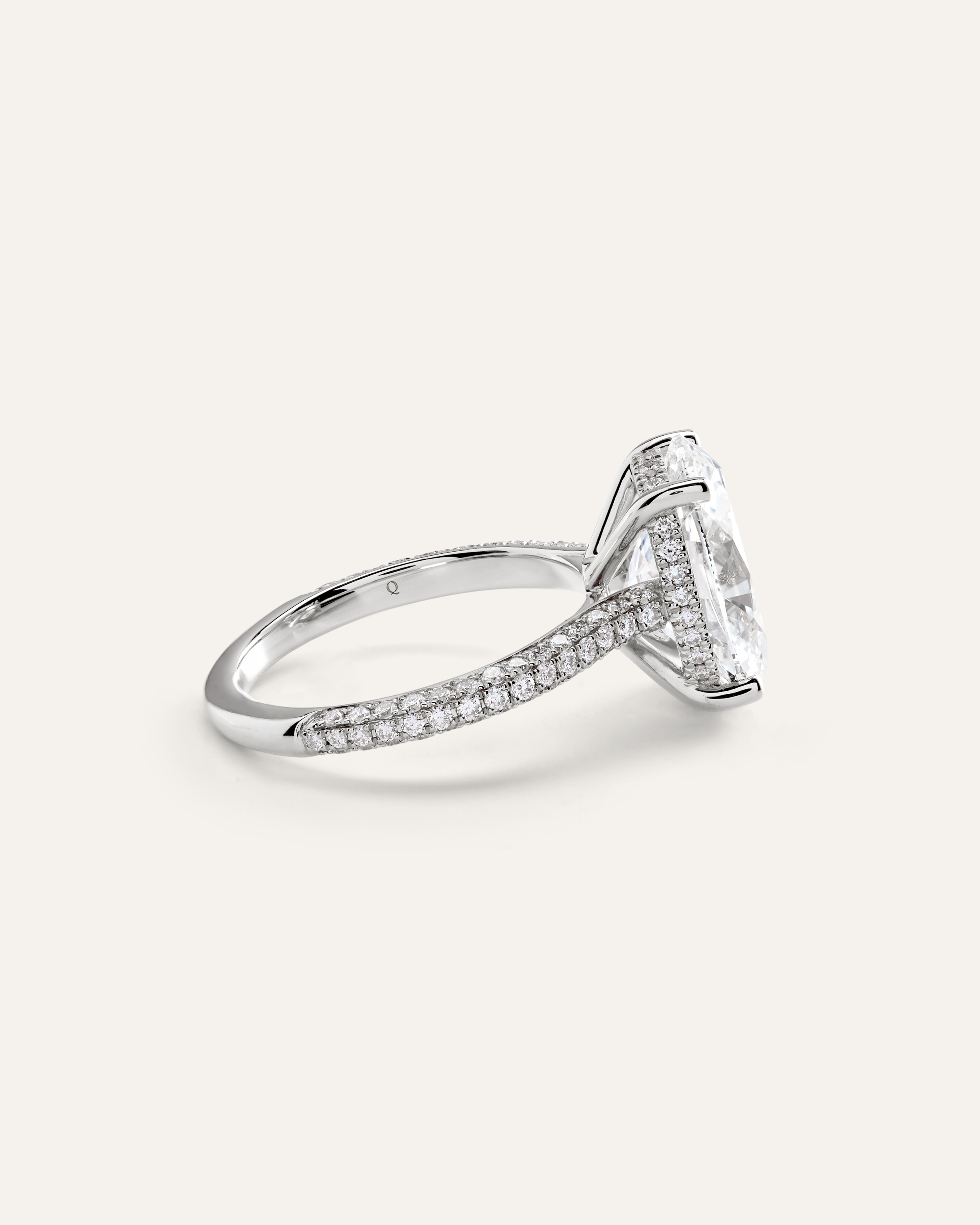 Lab Grown Diamond Oval Pave Cathedral Engagement Ring - 5ct — Image 9