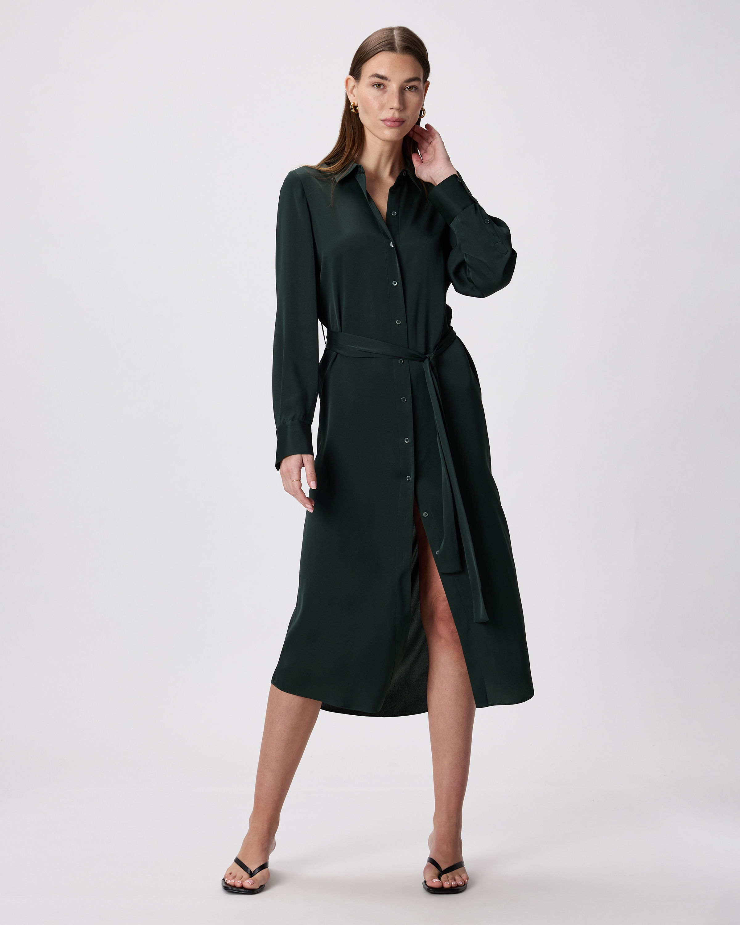 Washable Stretch Silk Maxi Shirt Dress — Image 12