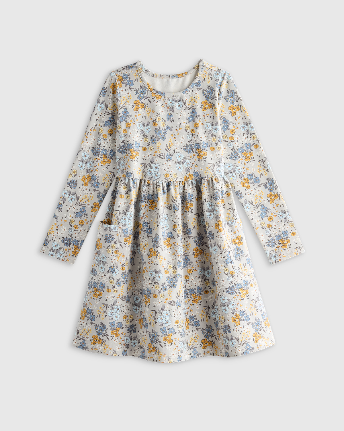Organic Cotton Long Sleeve Fit and Flare Pocket Dress — Image 20