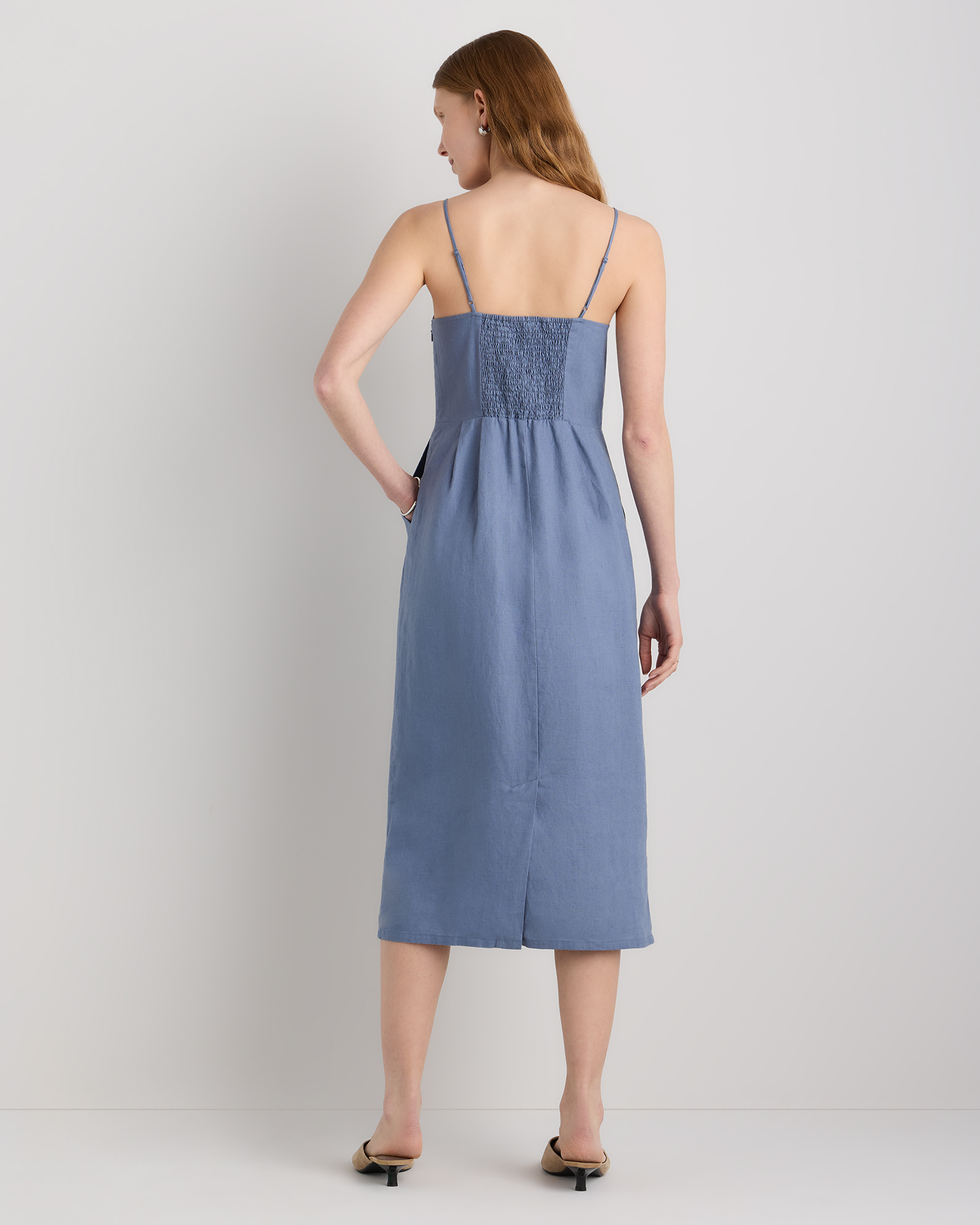 100% European Linen Scoop Neck Midi Dress — Image 57