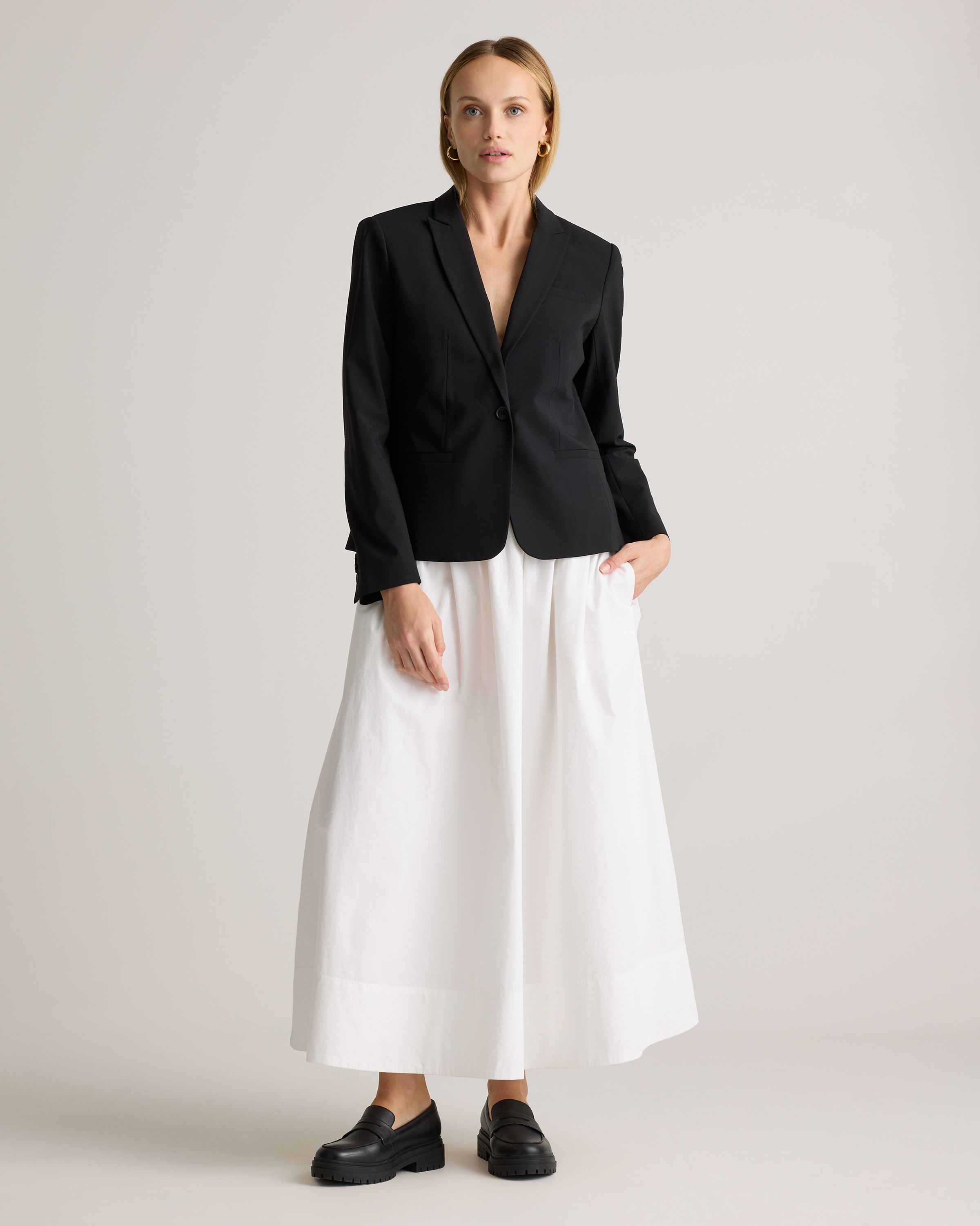 100% Organic Cotton Poplin A-line Maxi Skirt — Image 16