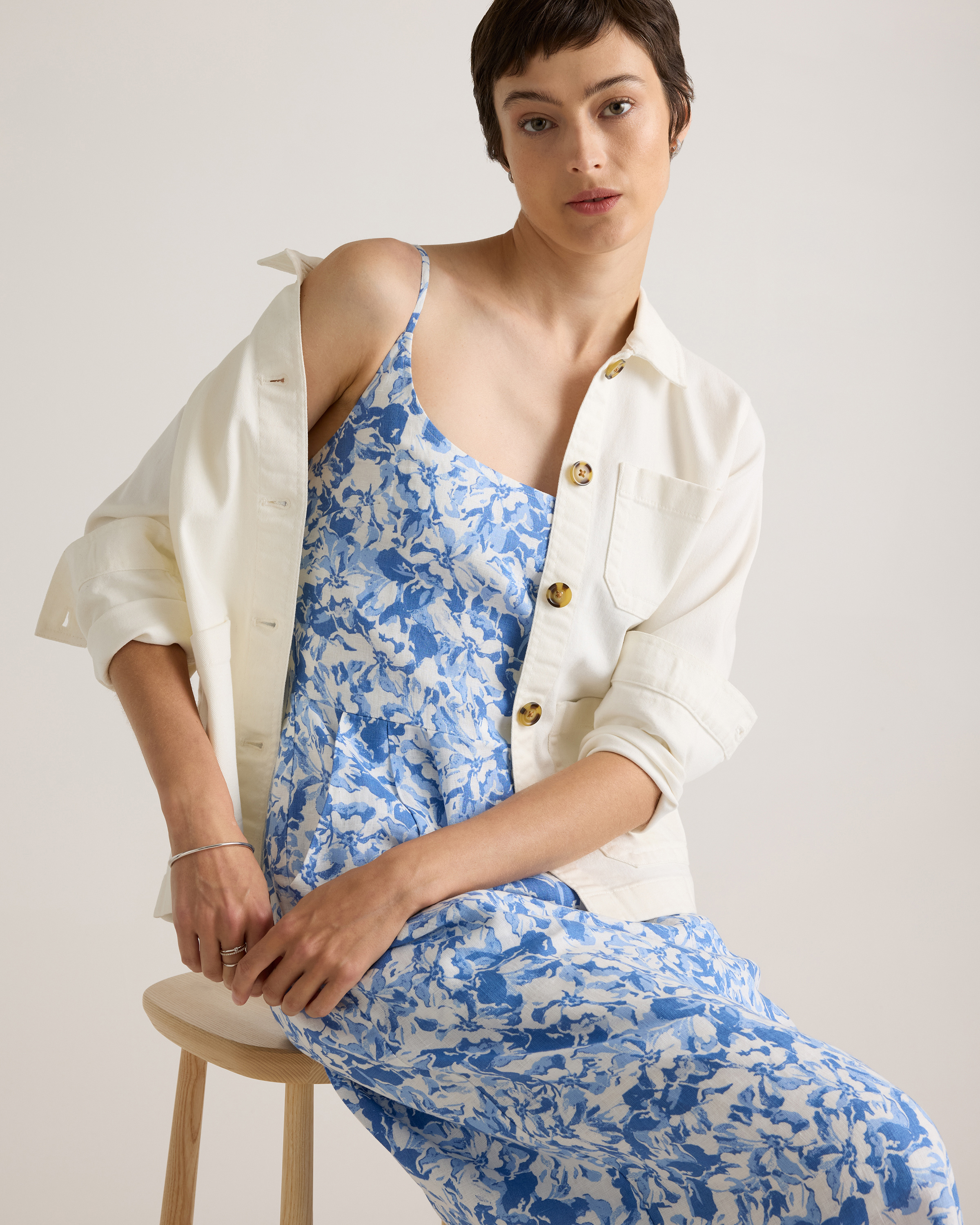 100% European Linen Scoop Neck Midi Dress — Image 11