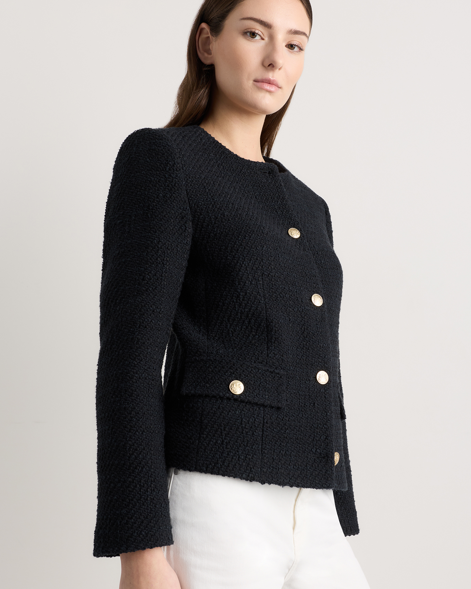Tweed Collarless Jacket — Image 8