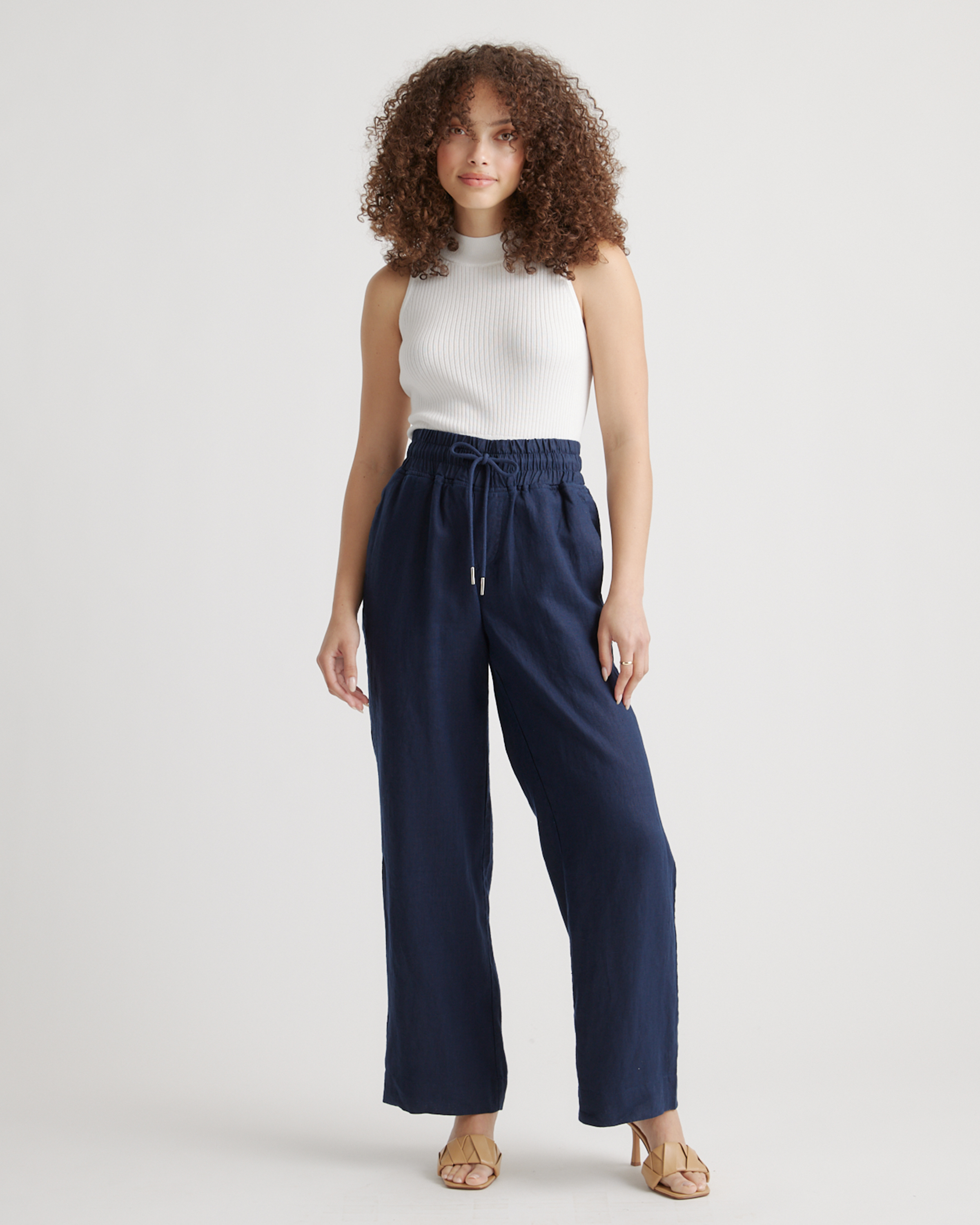 100% European Linen Wide Leg Pants — Image 43