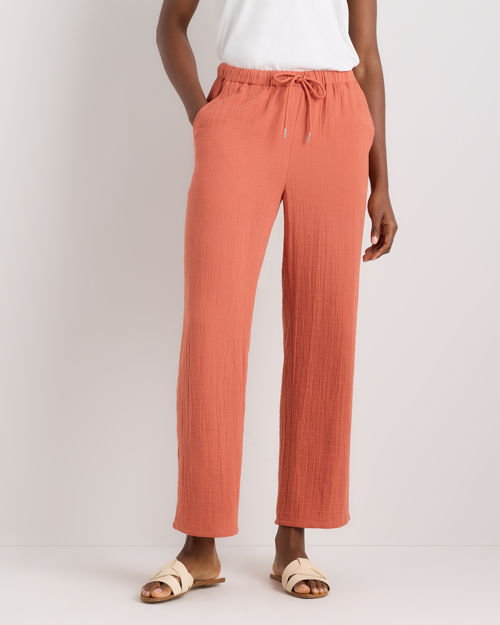 100% Organic Cotton Gauze Straight Leg Pants — Image 18