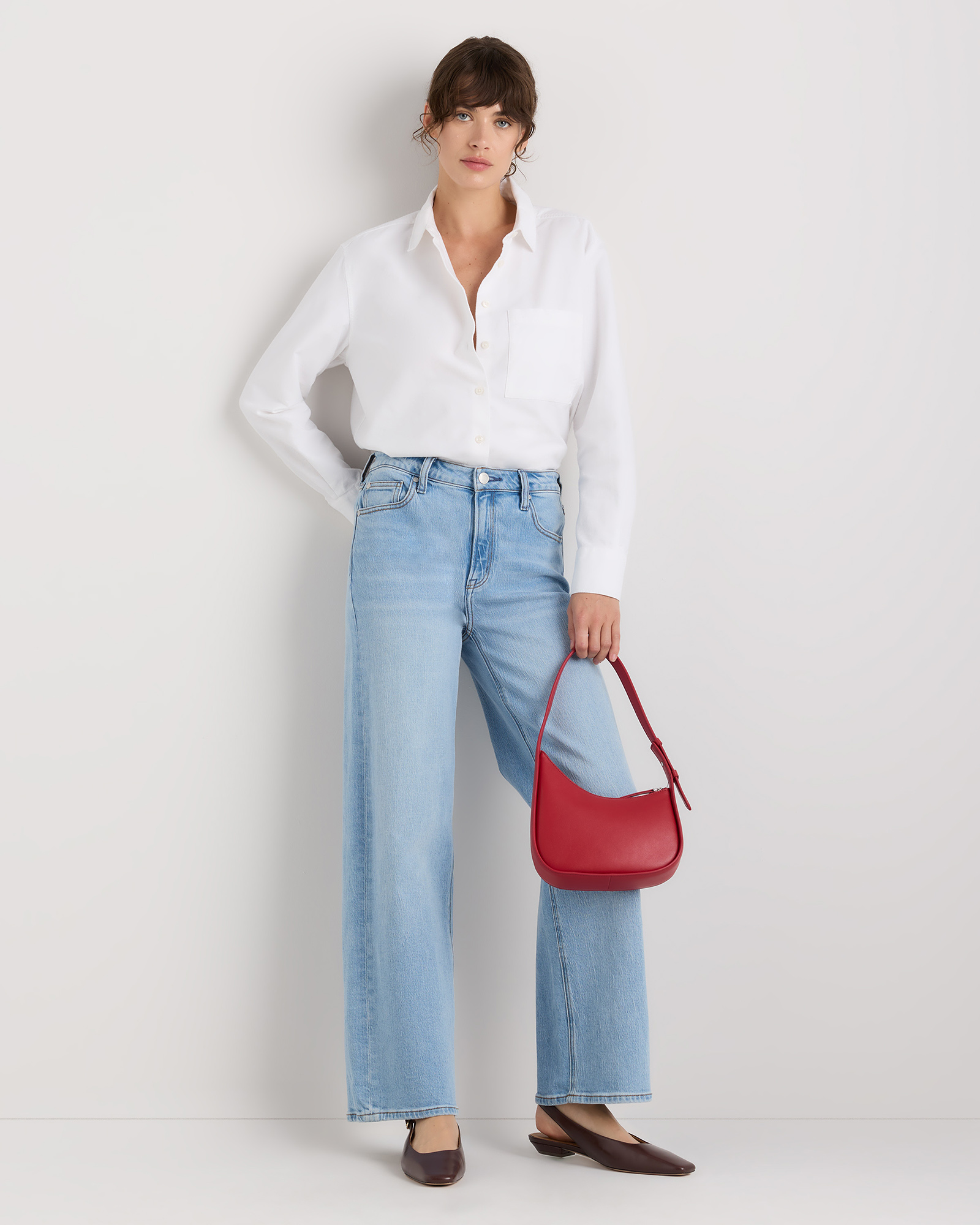 Italian Leather Asymmetrical Mini Shoulder Bag — Image 46