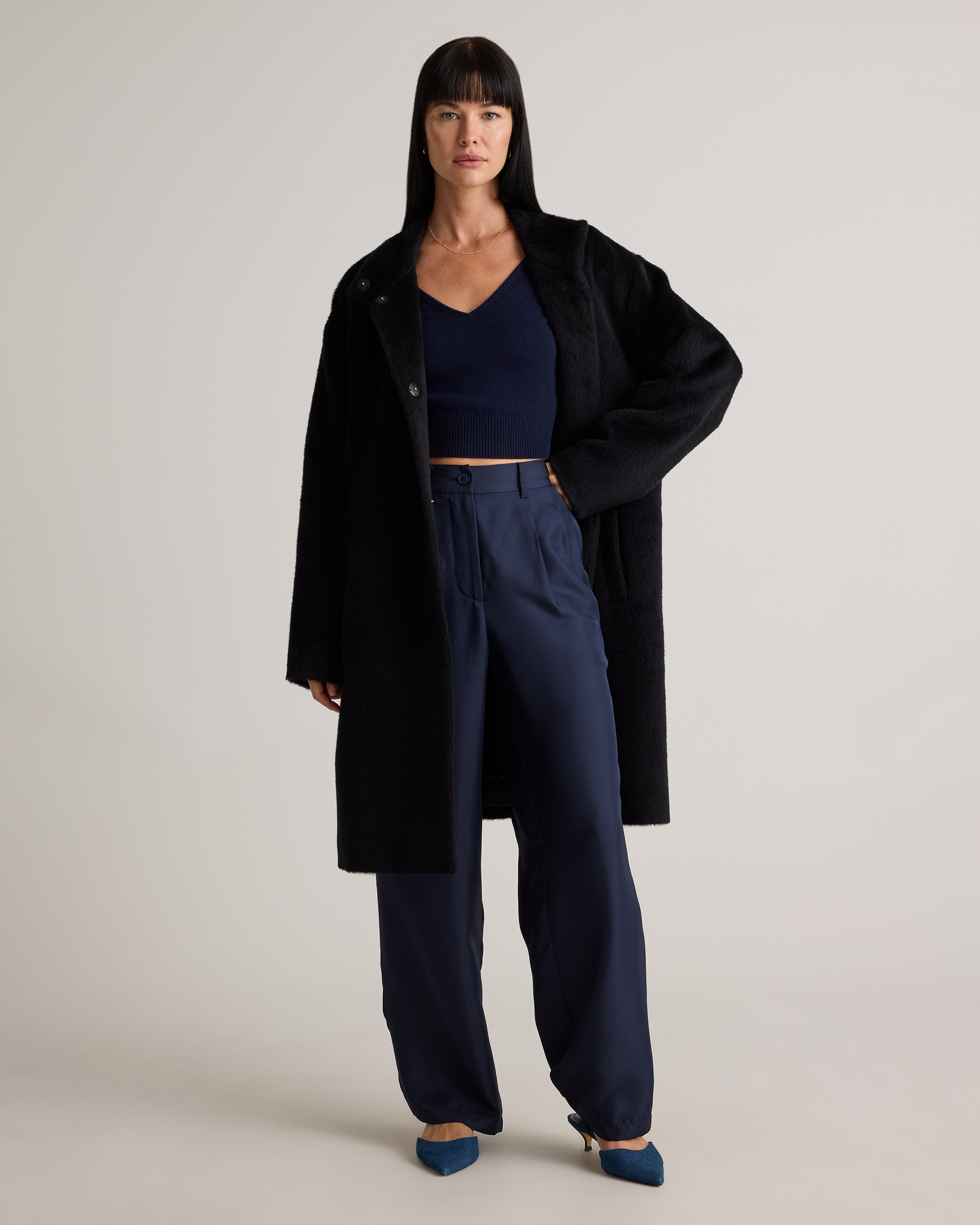 Alpaca-Wool Stand Collar Coat — Image 12