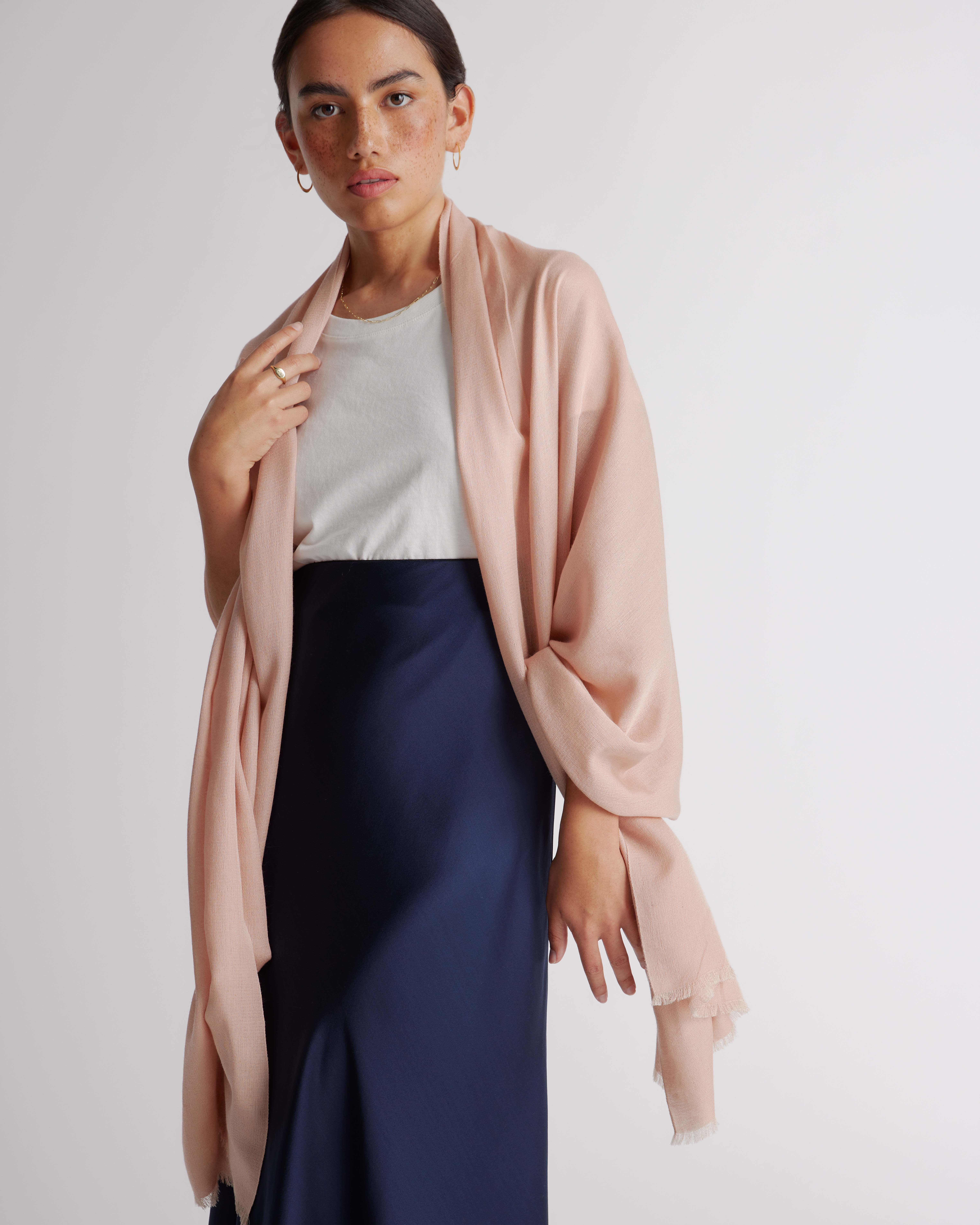 Featherweight Cashmere Silk Frayed Edge Scarf — Image 7