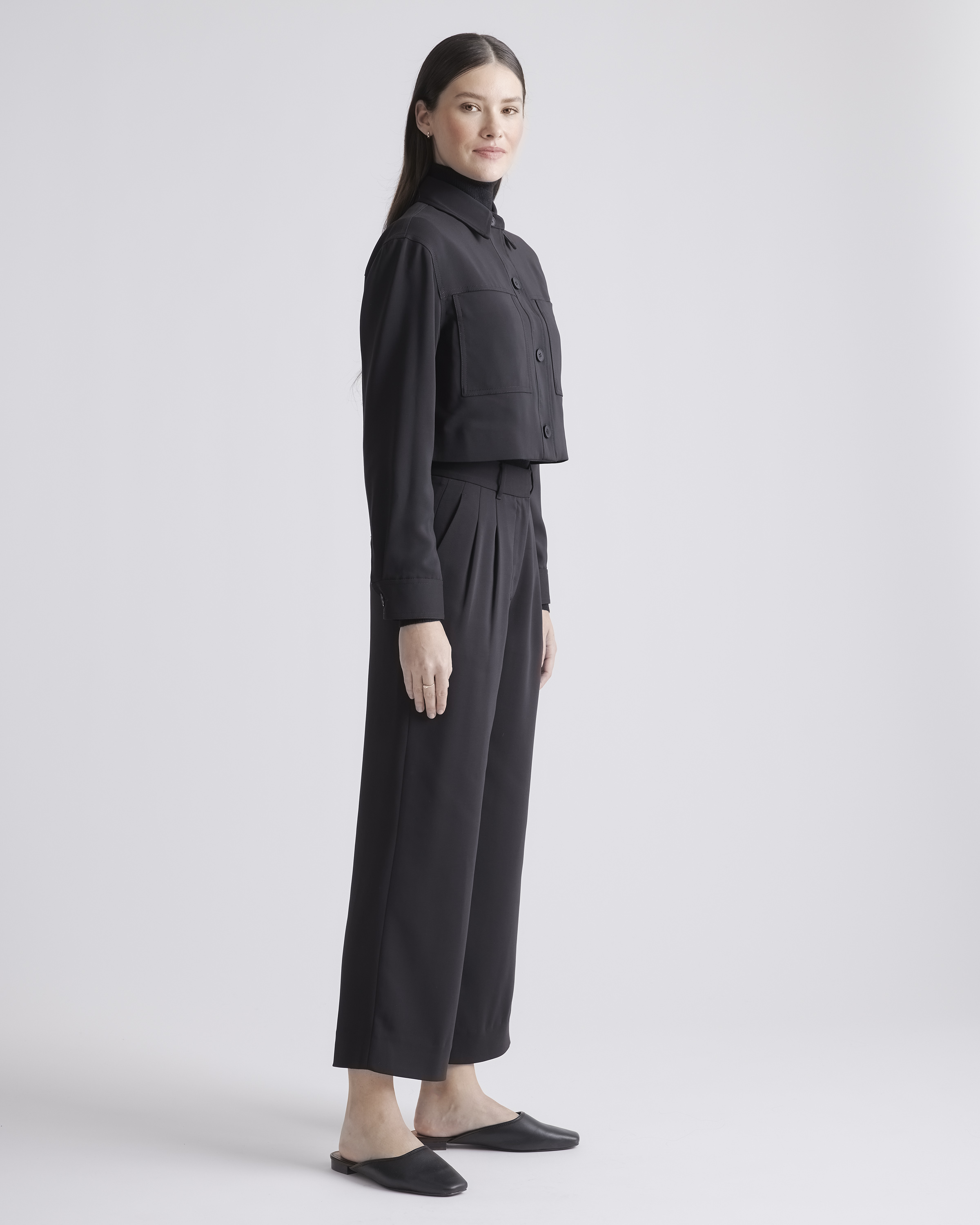 Stretch Crepe Cropped Jacket — Image 30