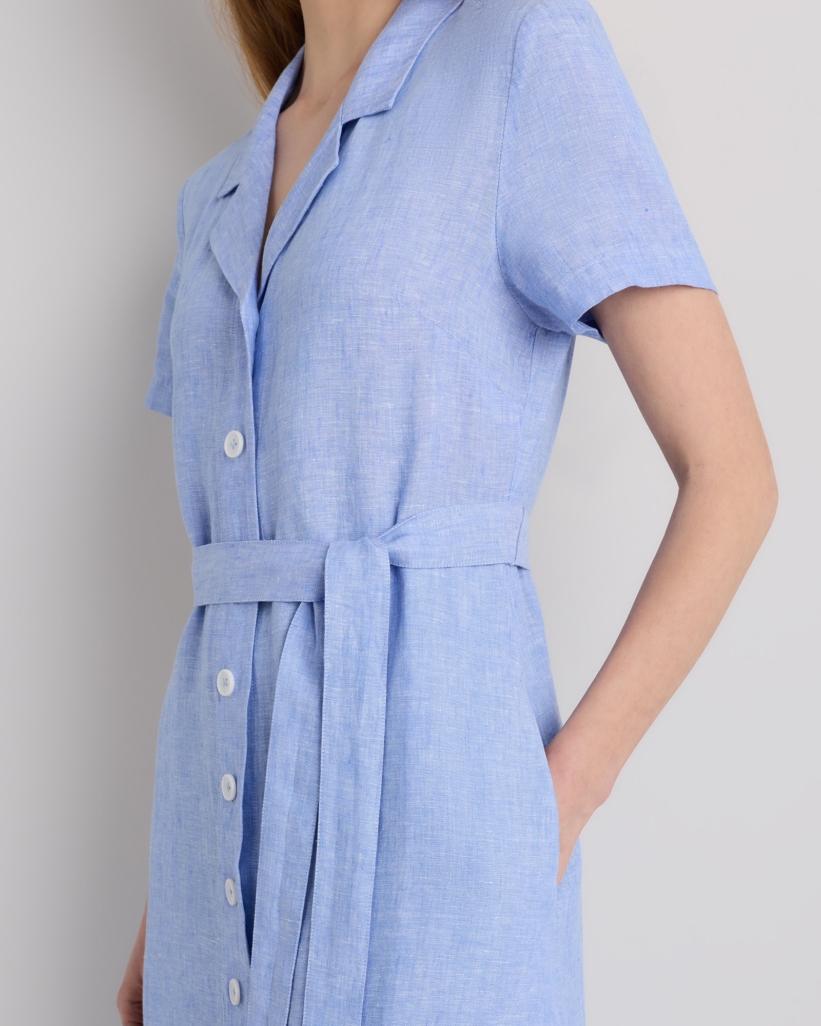 100% European Linen Button Front Dress — Image 49