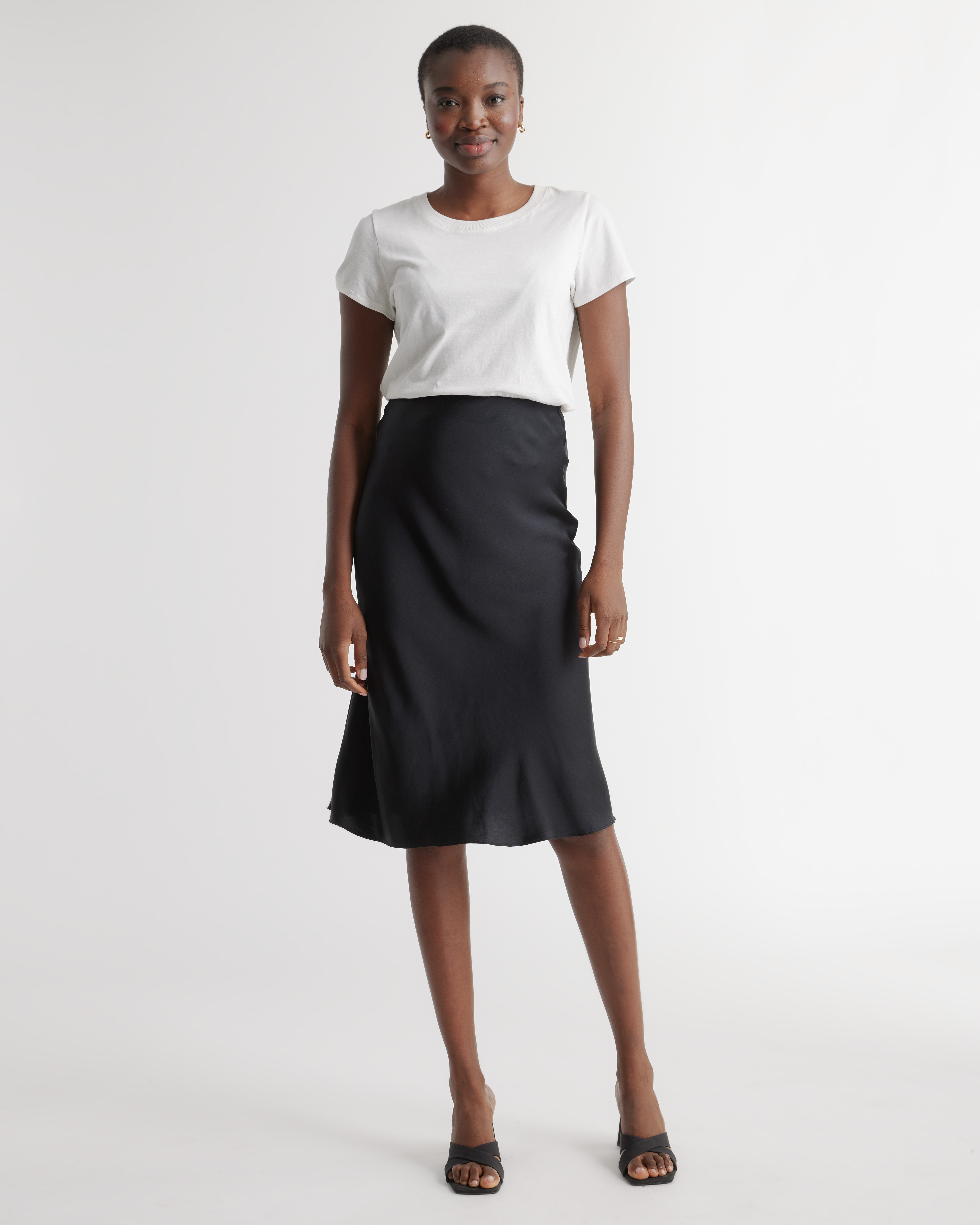 forest-green 100% Washable Silk Skirt — Image 6