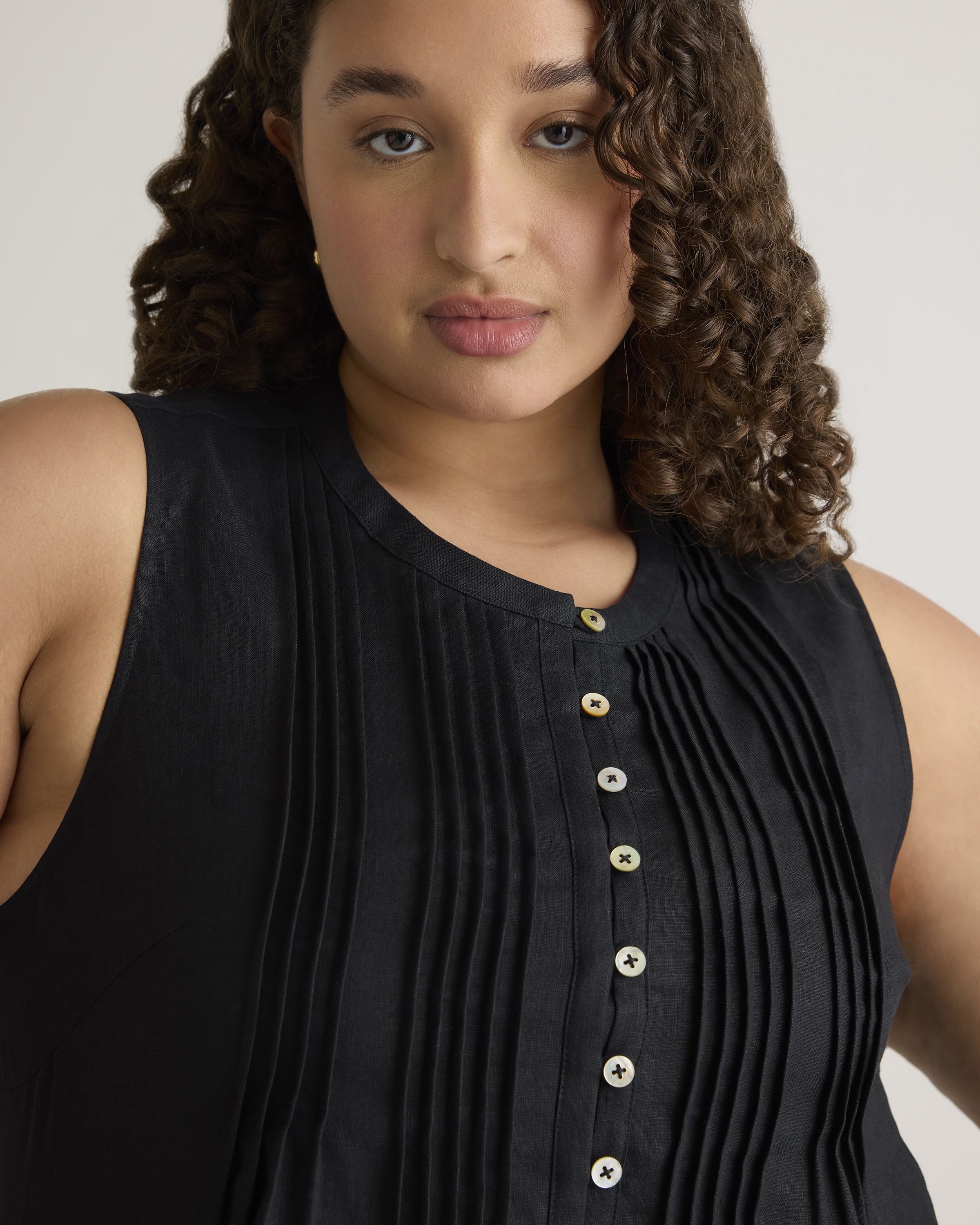 100% European Linen Sleeveless Swing Dress — Image 6