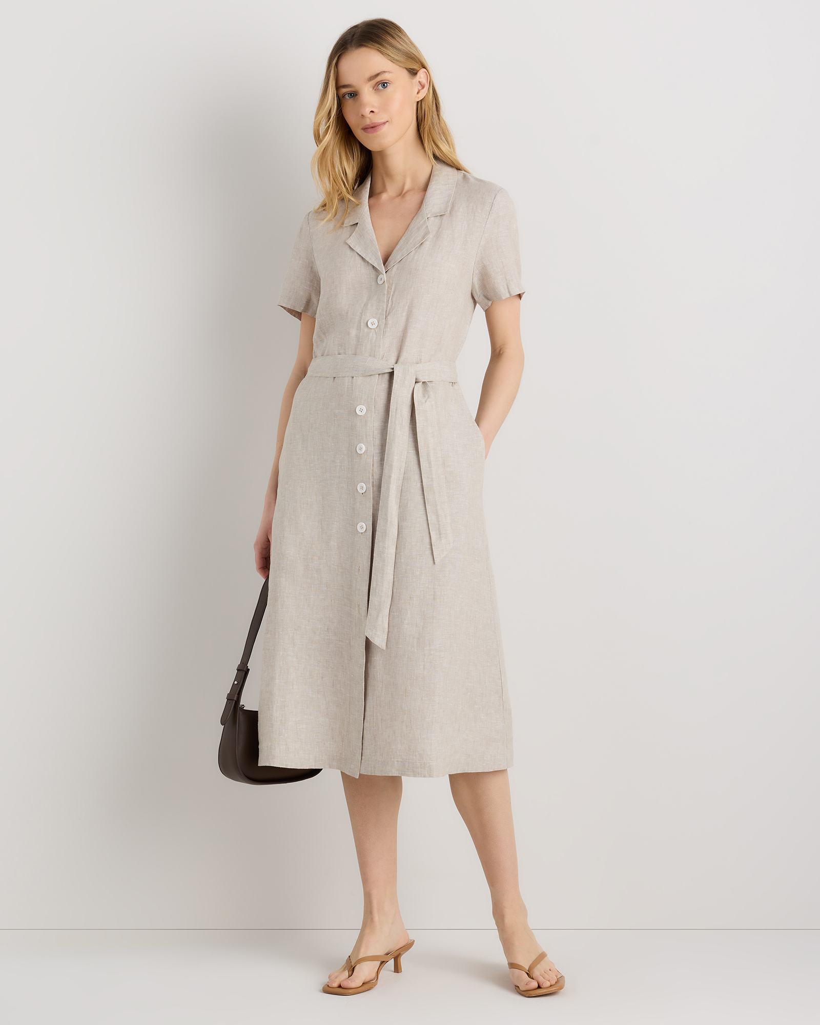 100% European Linen Button Front Dress — Image 68