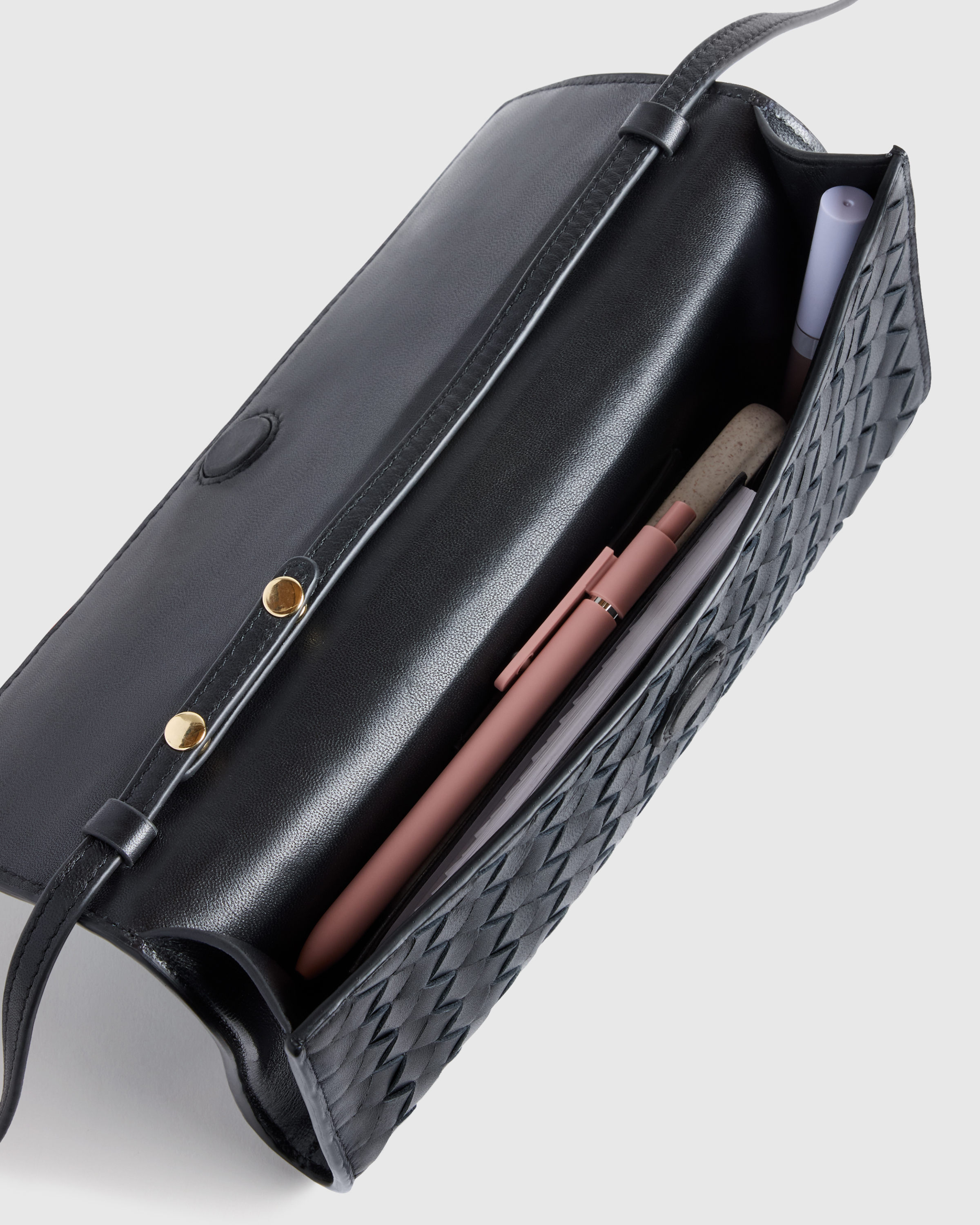 Italian Leather Handwoven Top Handle Clutch — Image 6