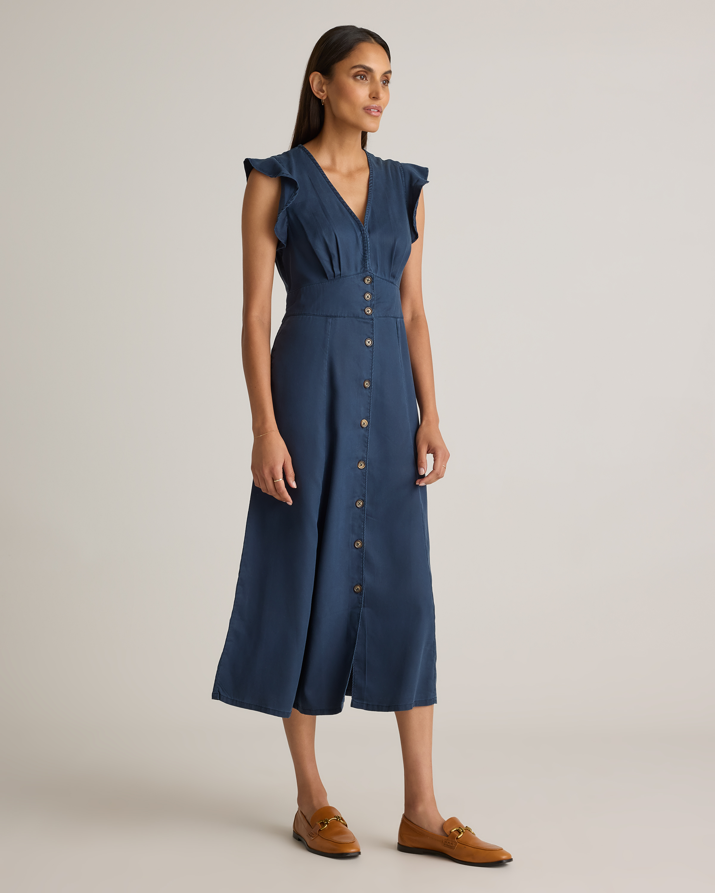 Vintage Wash Tencel Button Front Midi Dress — Image 6