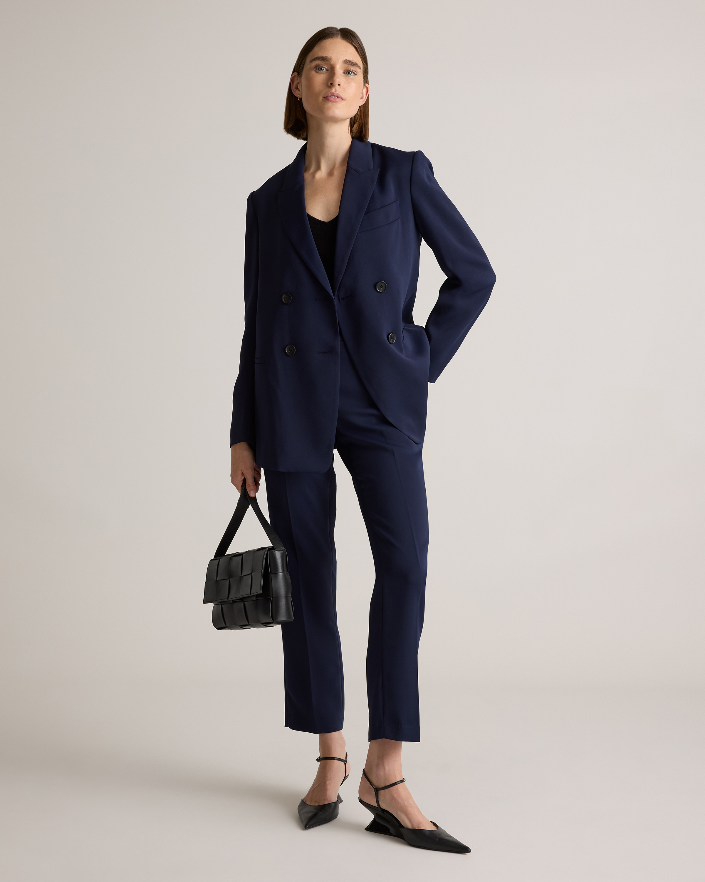 Stretch Crepe Relaxed Double-Breasted Blazer — Image 25