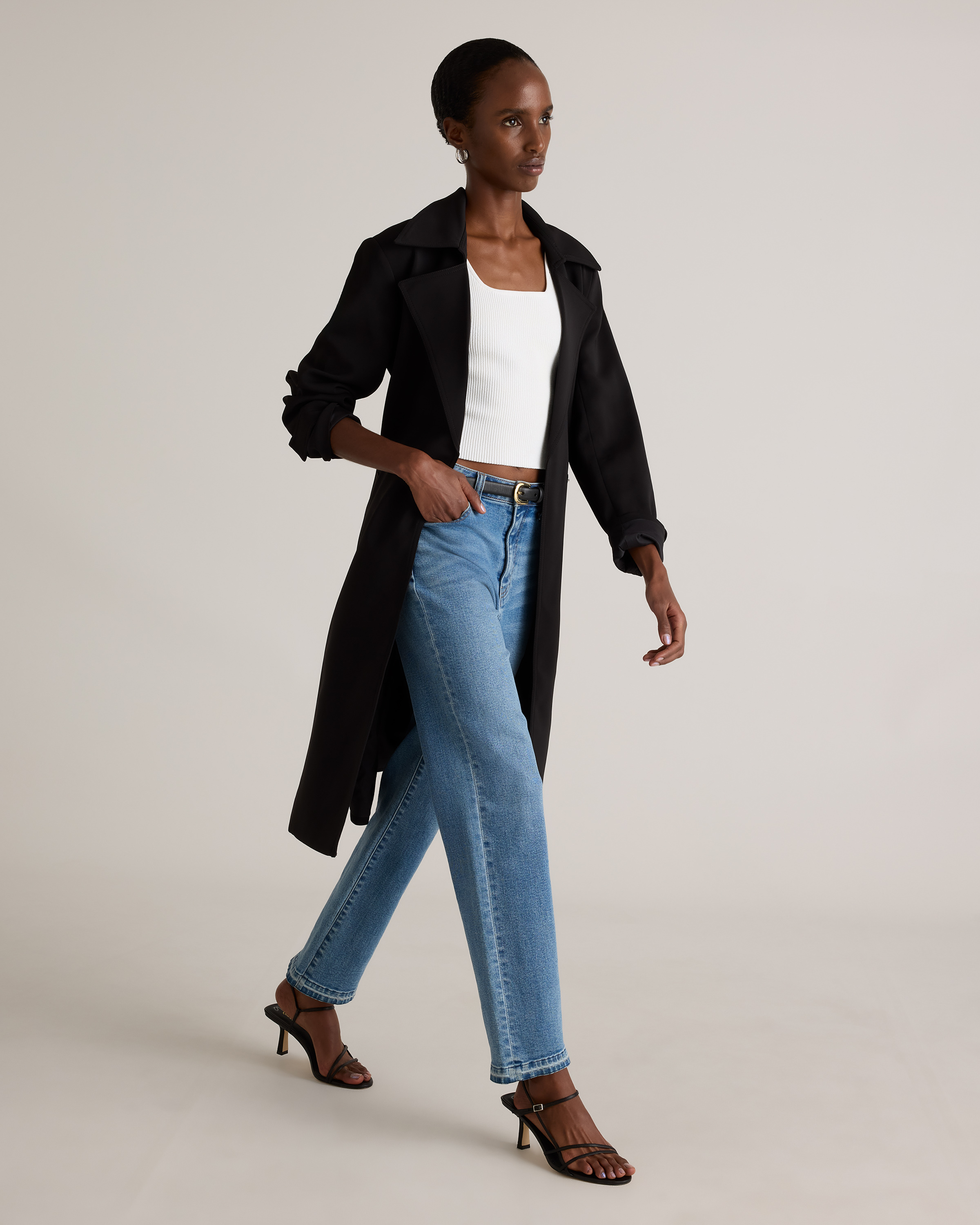 Stretch Crepe Trench Coat — Image 21