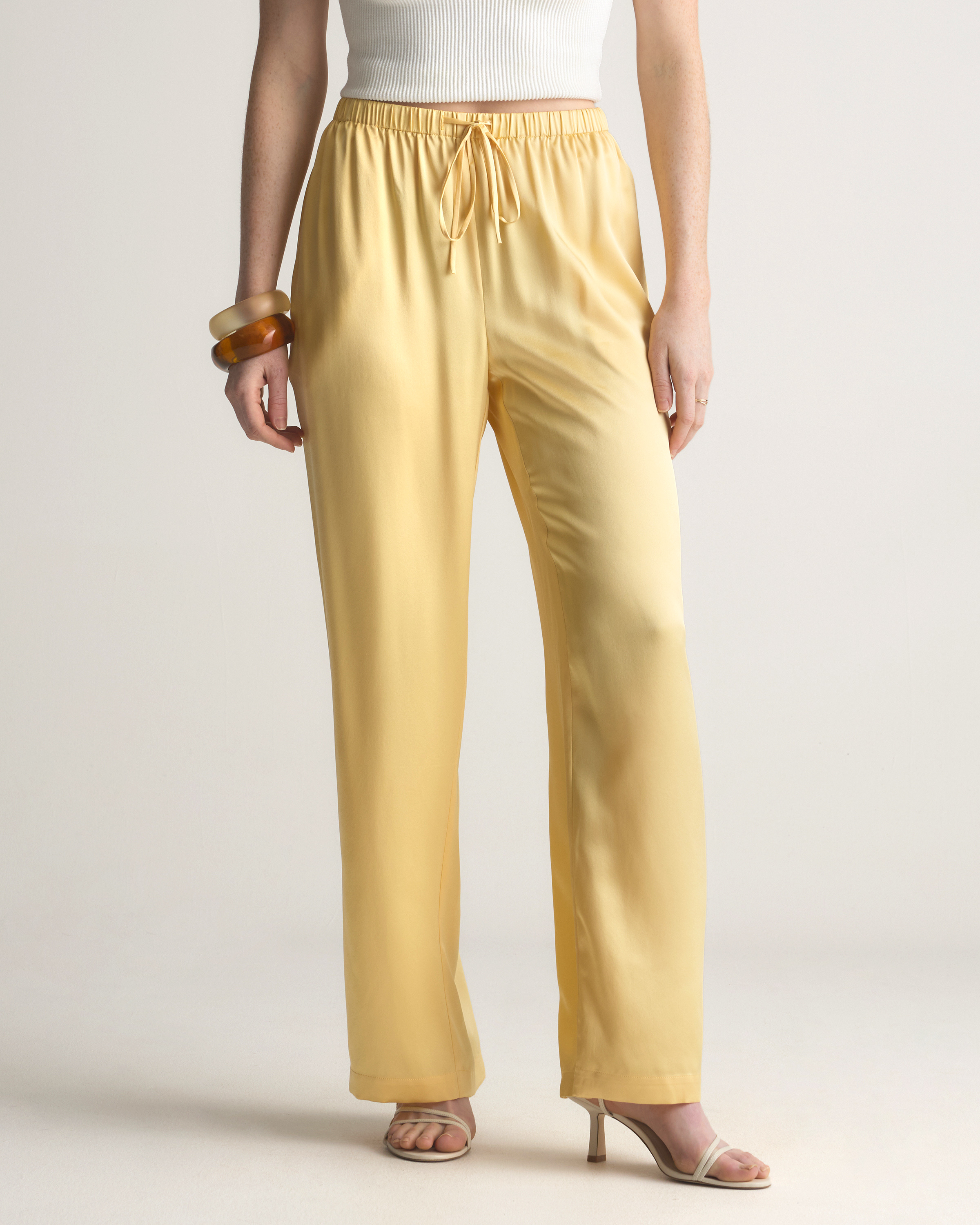 100% Washable Silk Drawstring Wide Leg Pants — Image 19