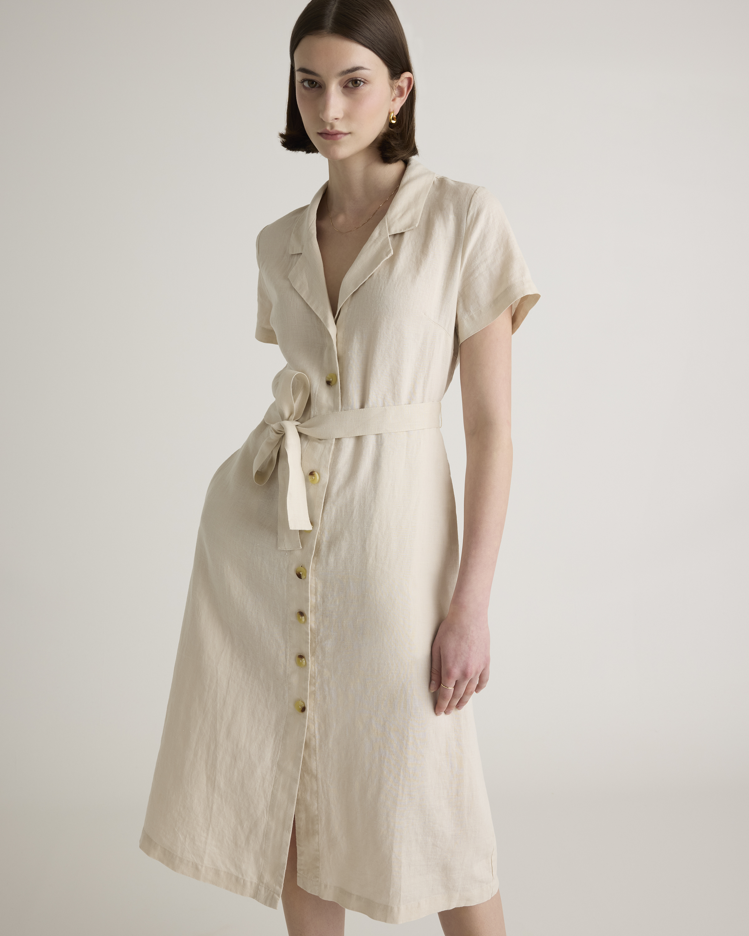 100% European Linen Button Front Dress — Image 30