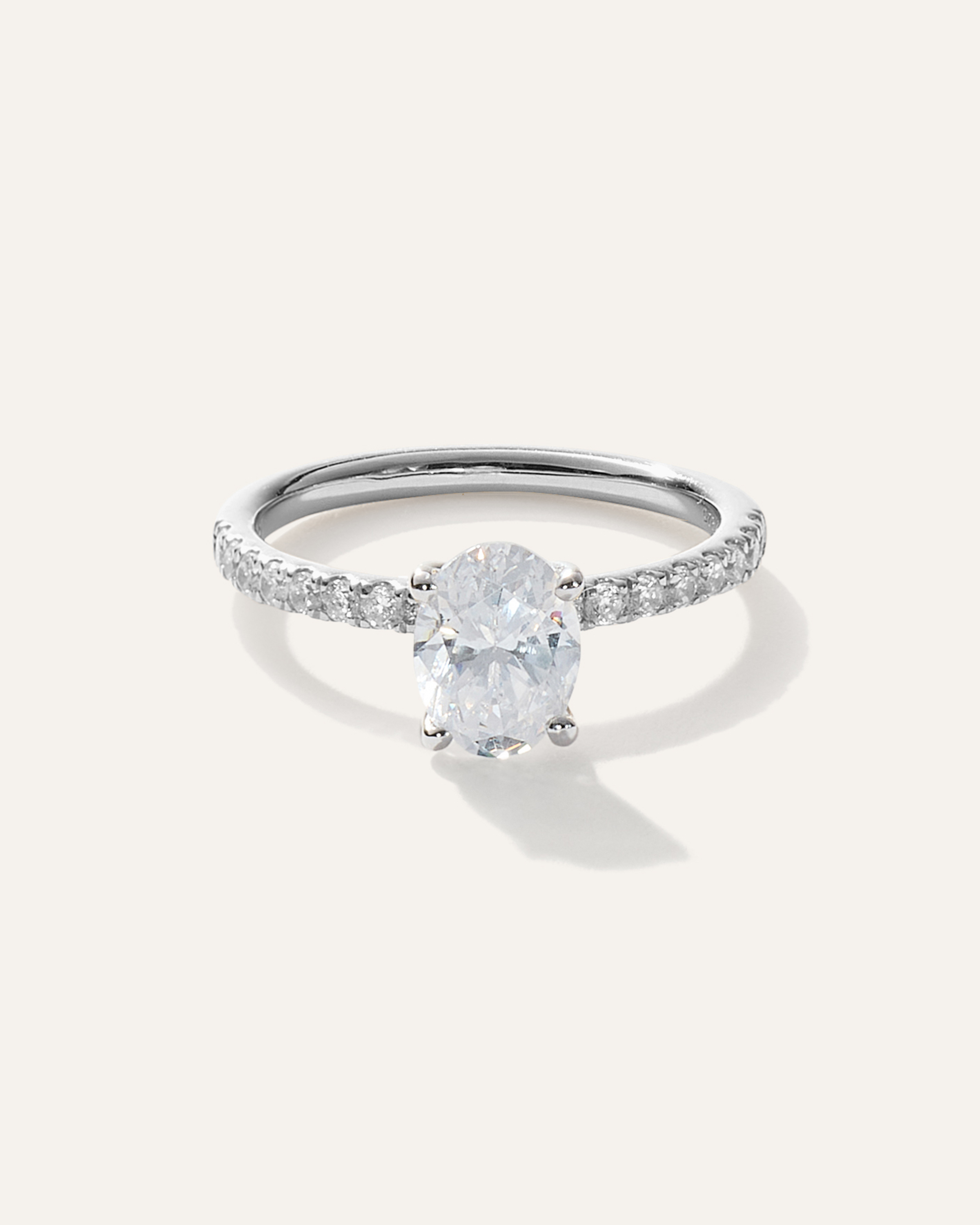 Lab Grown Diamond Oval Petite Pave Engagement Ring - 1.50ct — Image 8