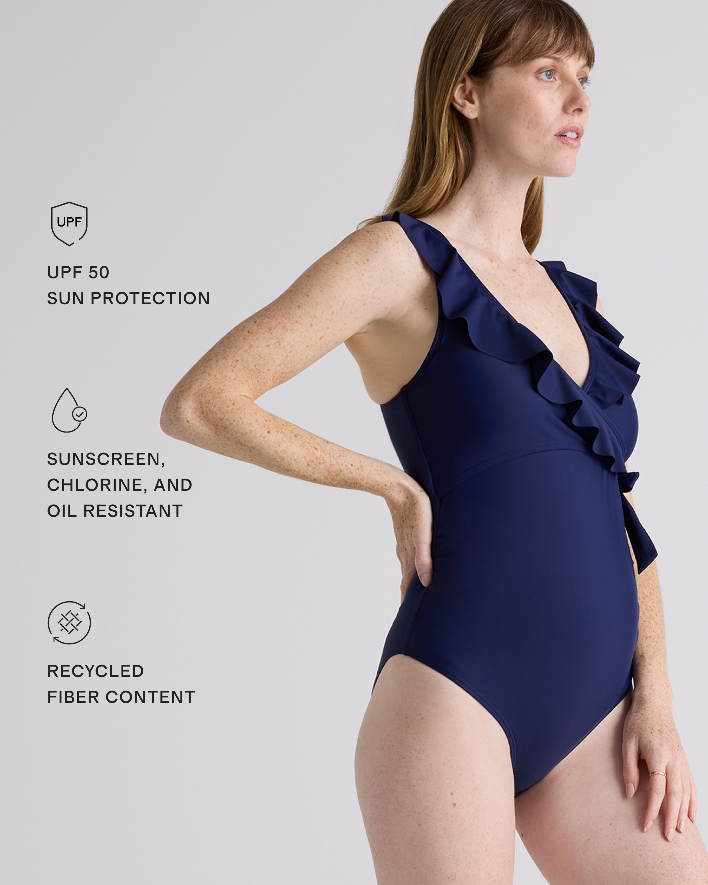Italian Maternity One-Piece Ruffle Wrap Swimsuit — Image 3