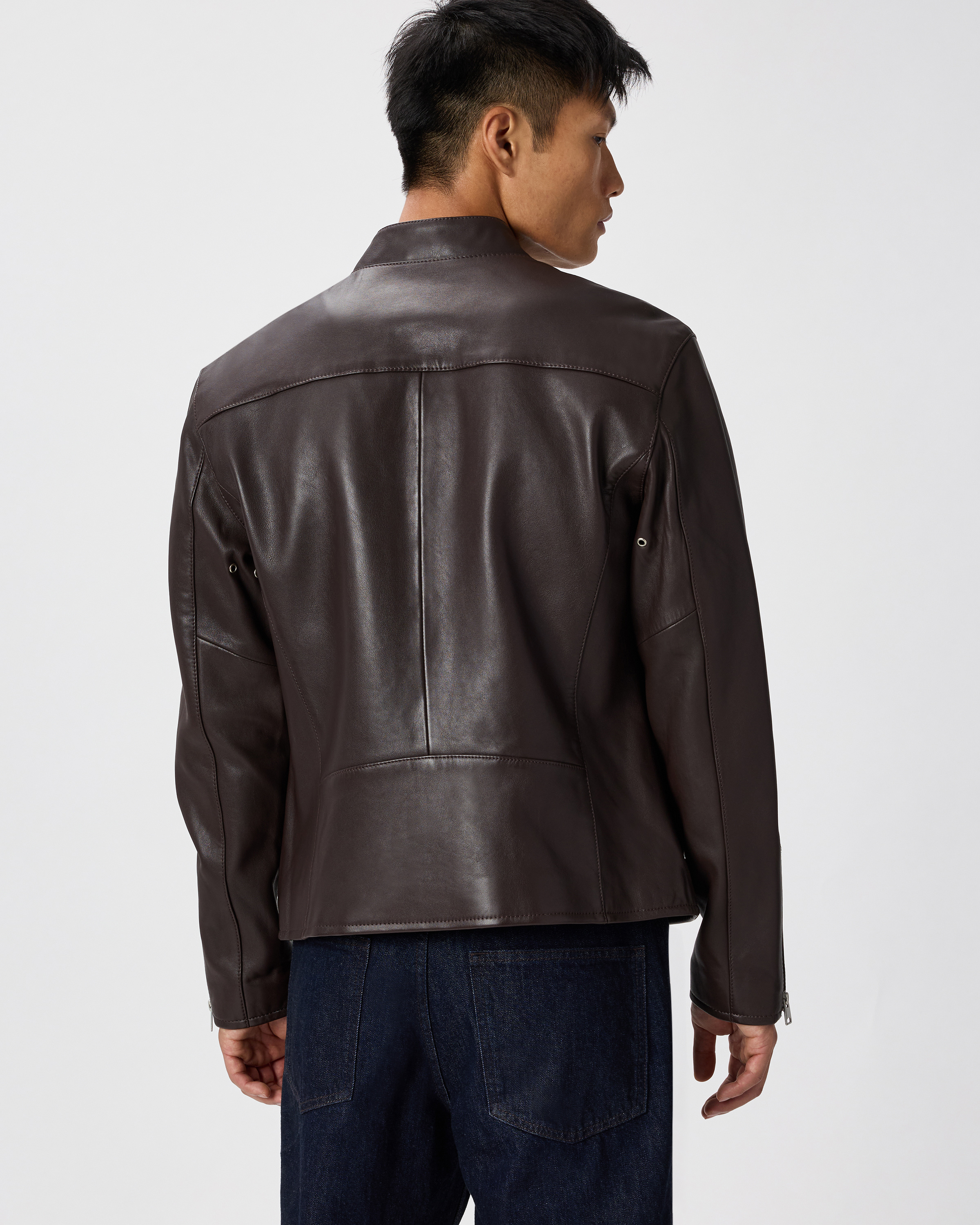 100% Leather Café Racer Jacket — Image 7