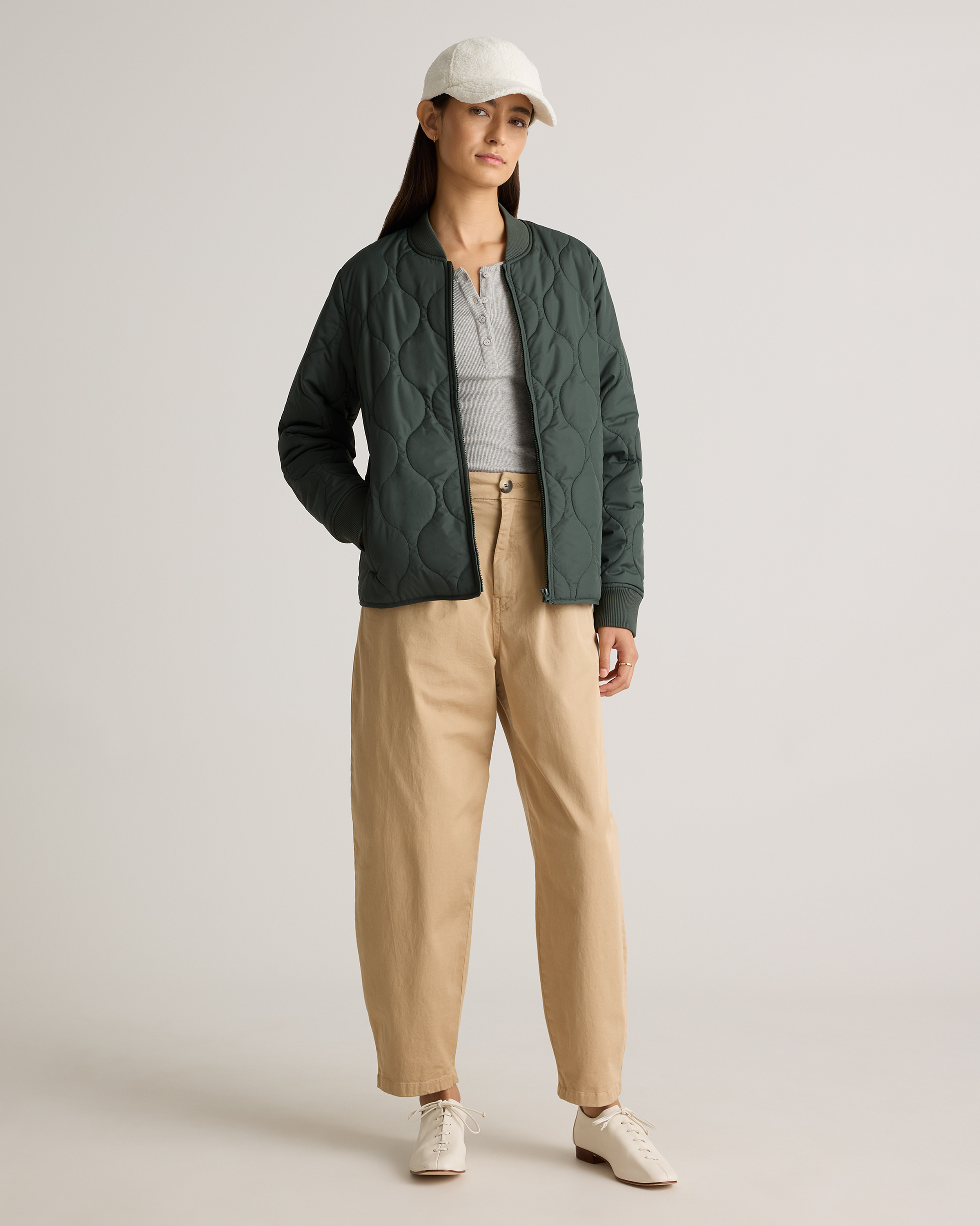 Featherless Quilted Puffer Bomber Jacket — Image 4