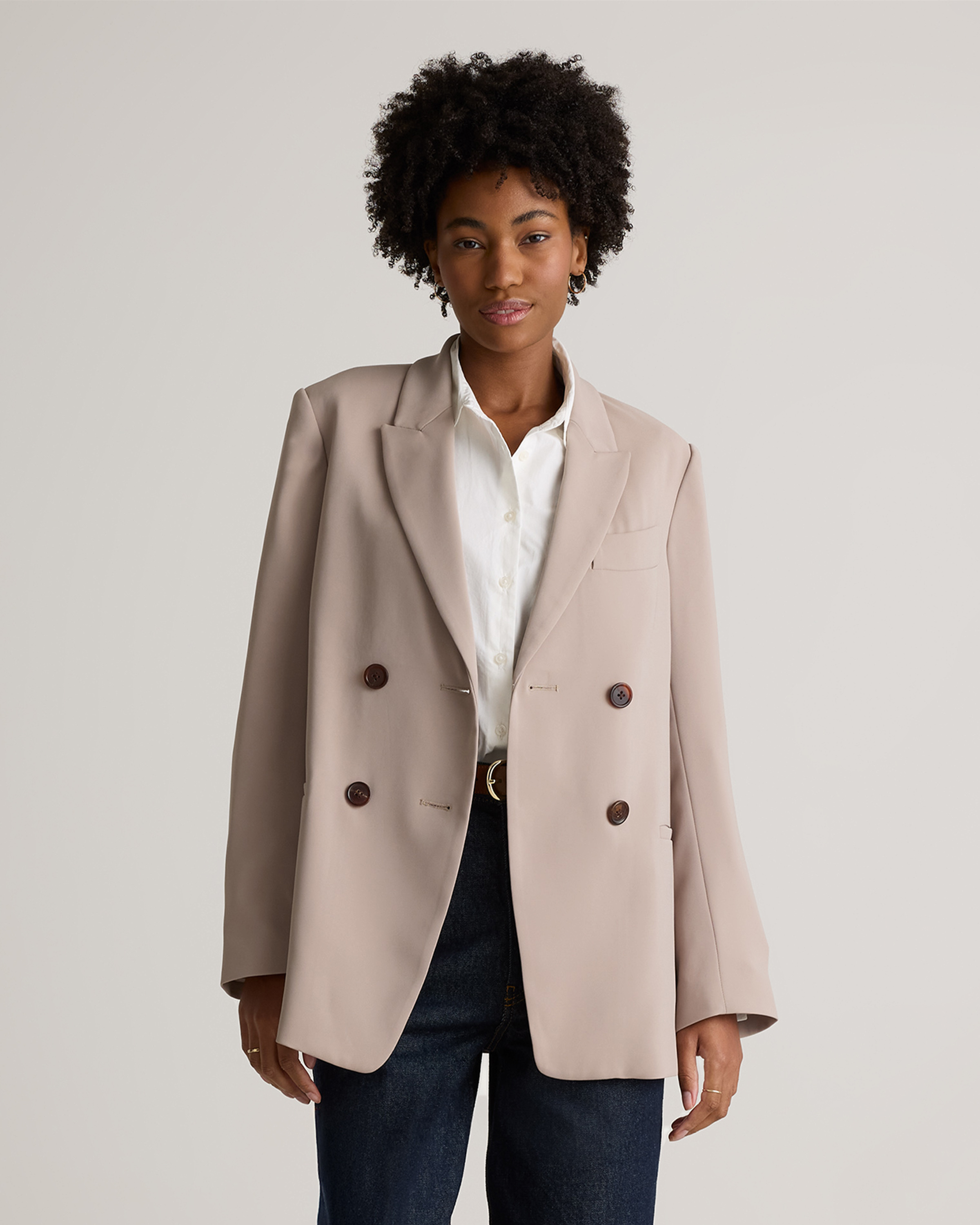Stretch Crepe Relaxed Double-Breasted Blazer — Image 35