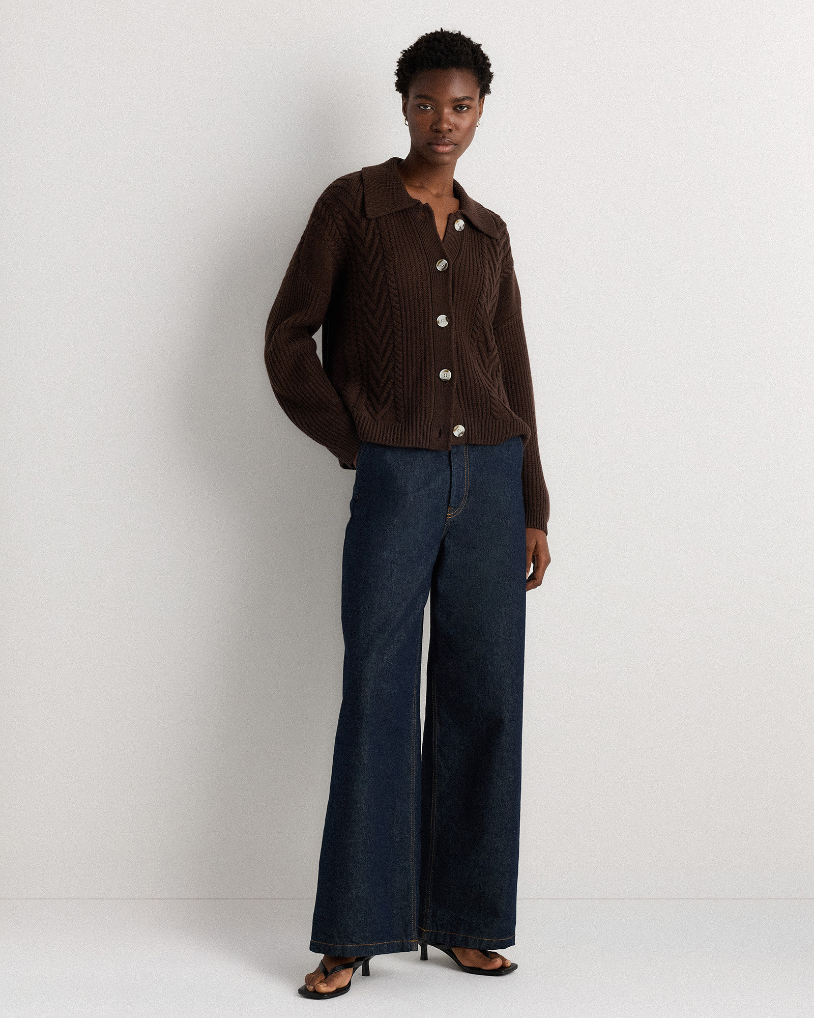 Australian Merino Wool Collared Cable Cardigan — Image 29