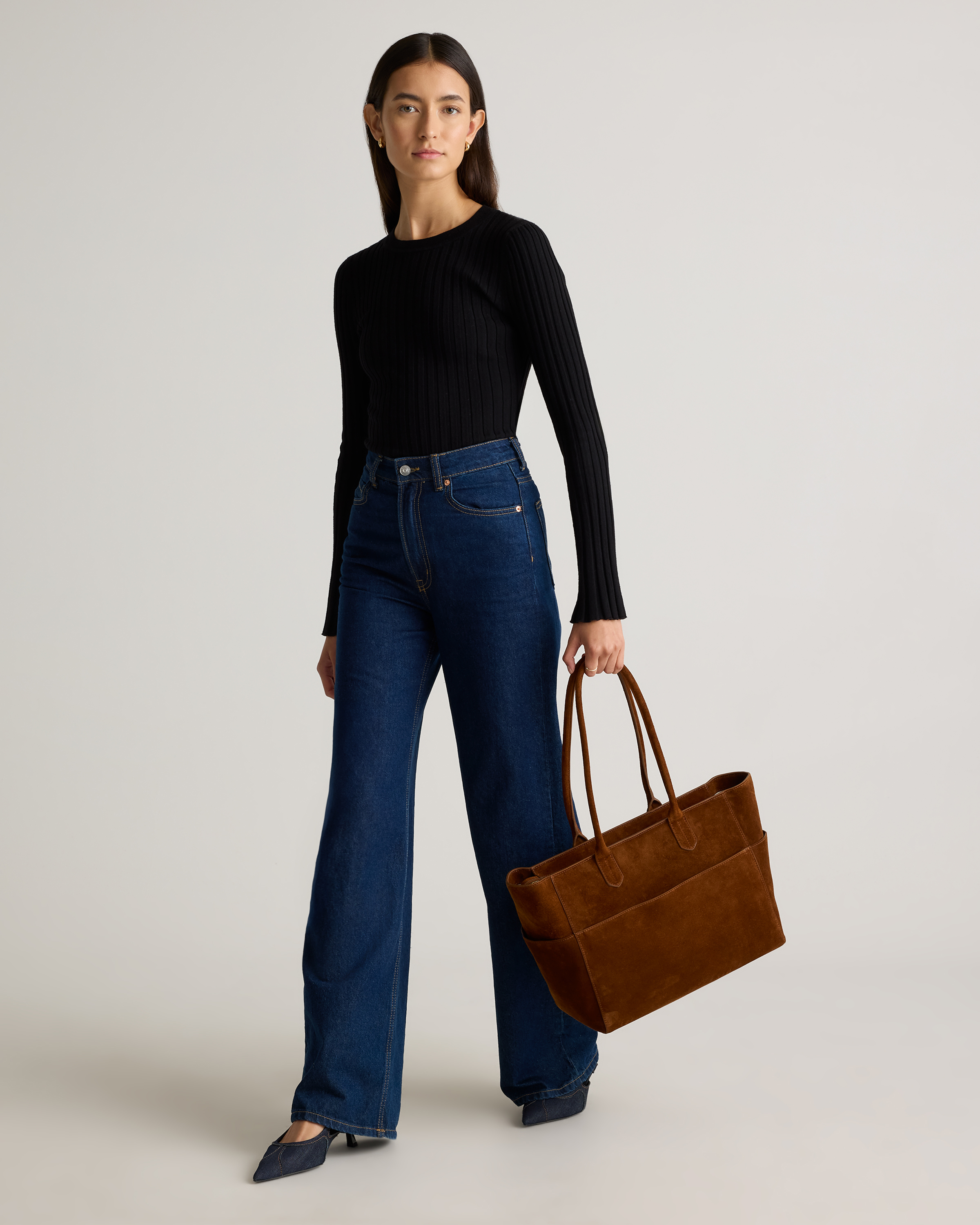 Italian Suede Shopper Tote — Image 17