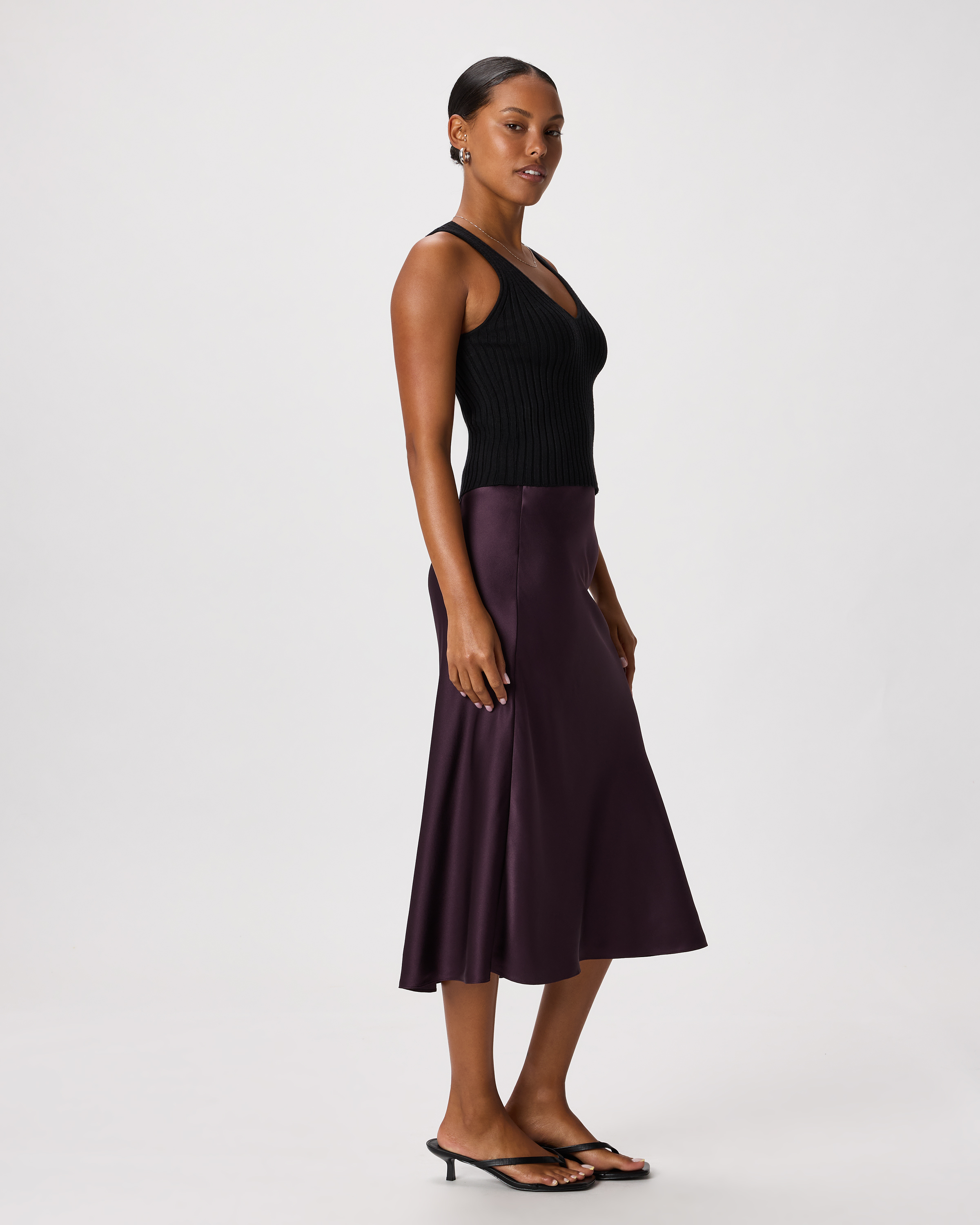 forest-green 100% Washable Silk Skirt — Image 70