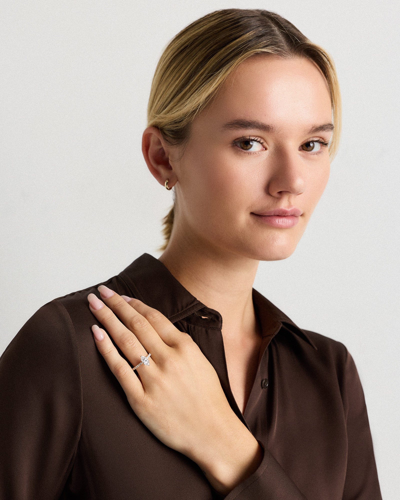 Lab Grown Diamond Marquise Petite Pave Engagement Ring - 1ct — Image 4