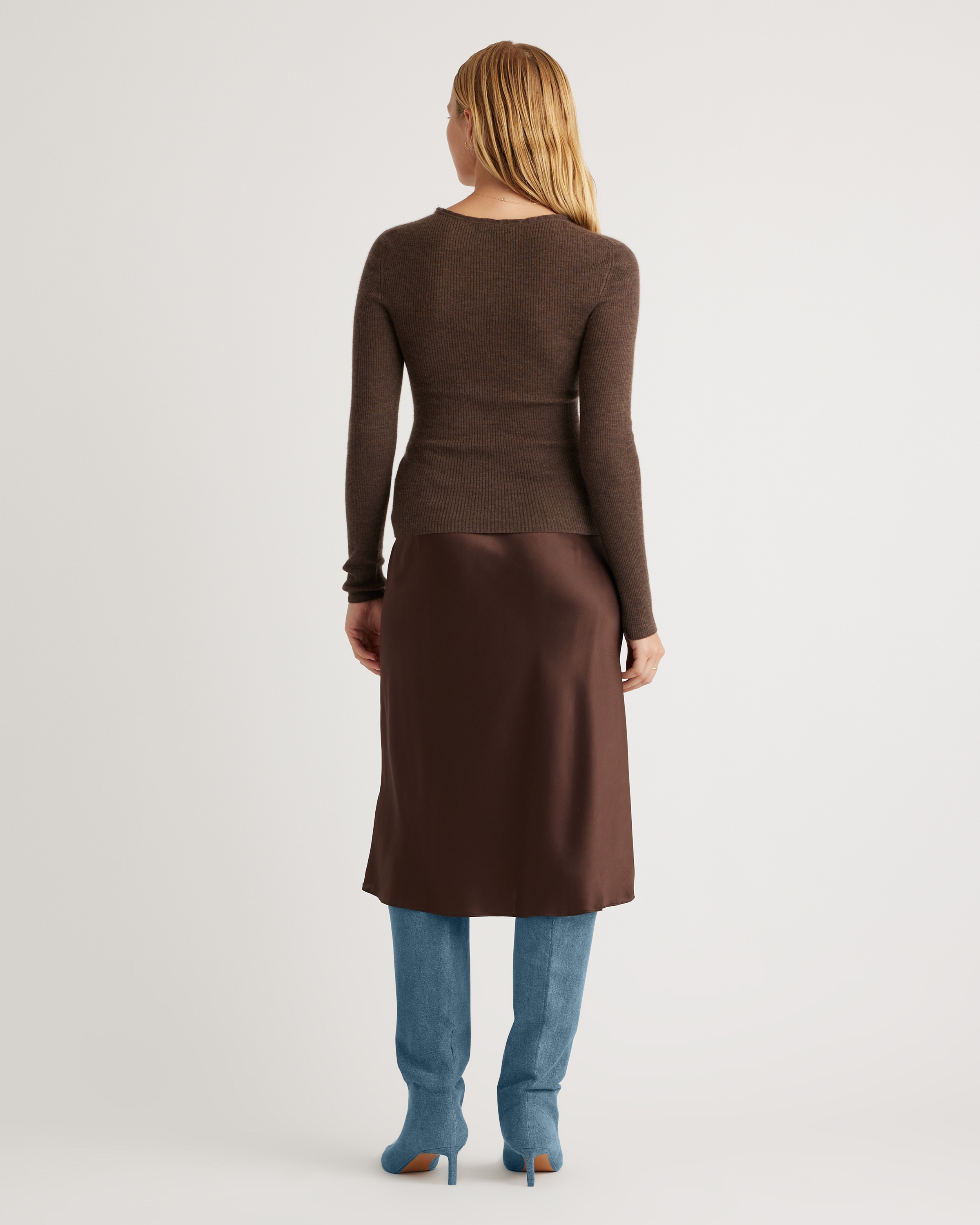 forest-green 100% Washable Silk Skirt — Image 38