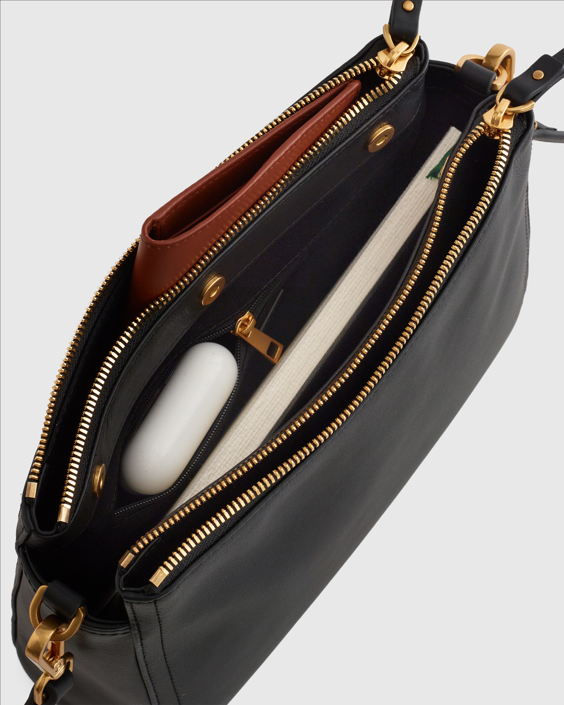 Italian Leather Triple Compartment Crossbody — Image 3