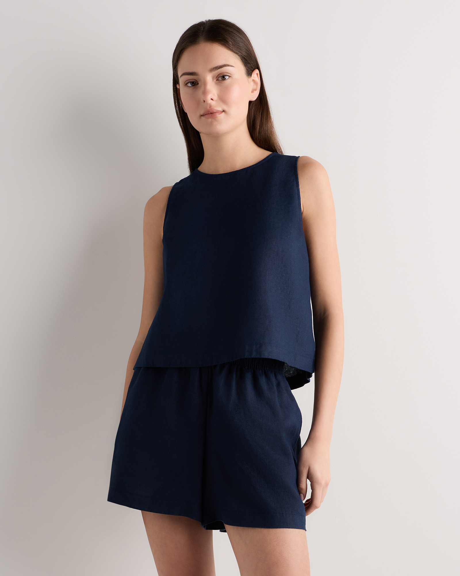 100% European Linen Cropped Tank — Image 33