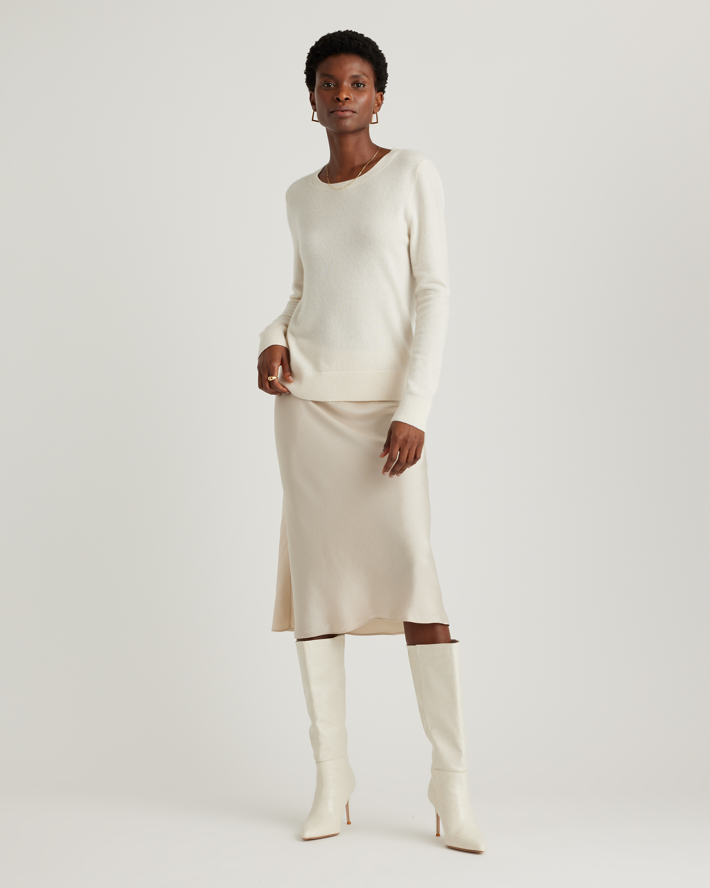 forest-green 100% Washable Silk Skirt — Image 47