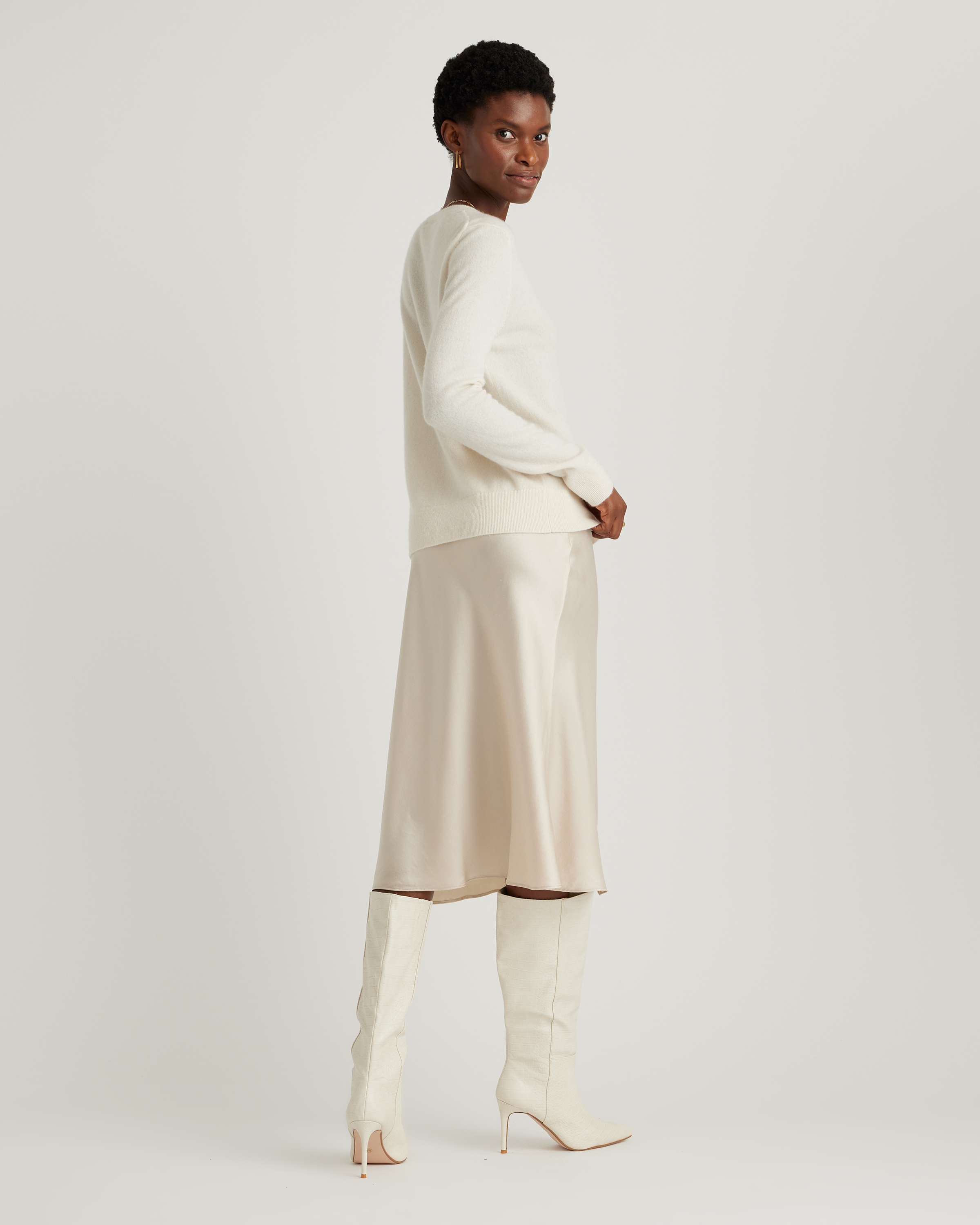 forest-green 100% Washable Silk Skirt — Image 55