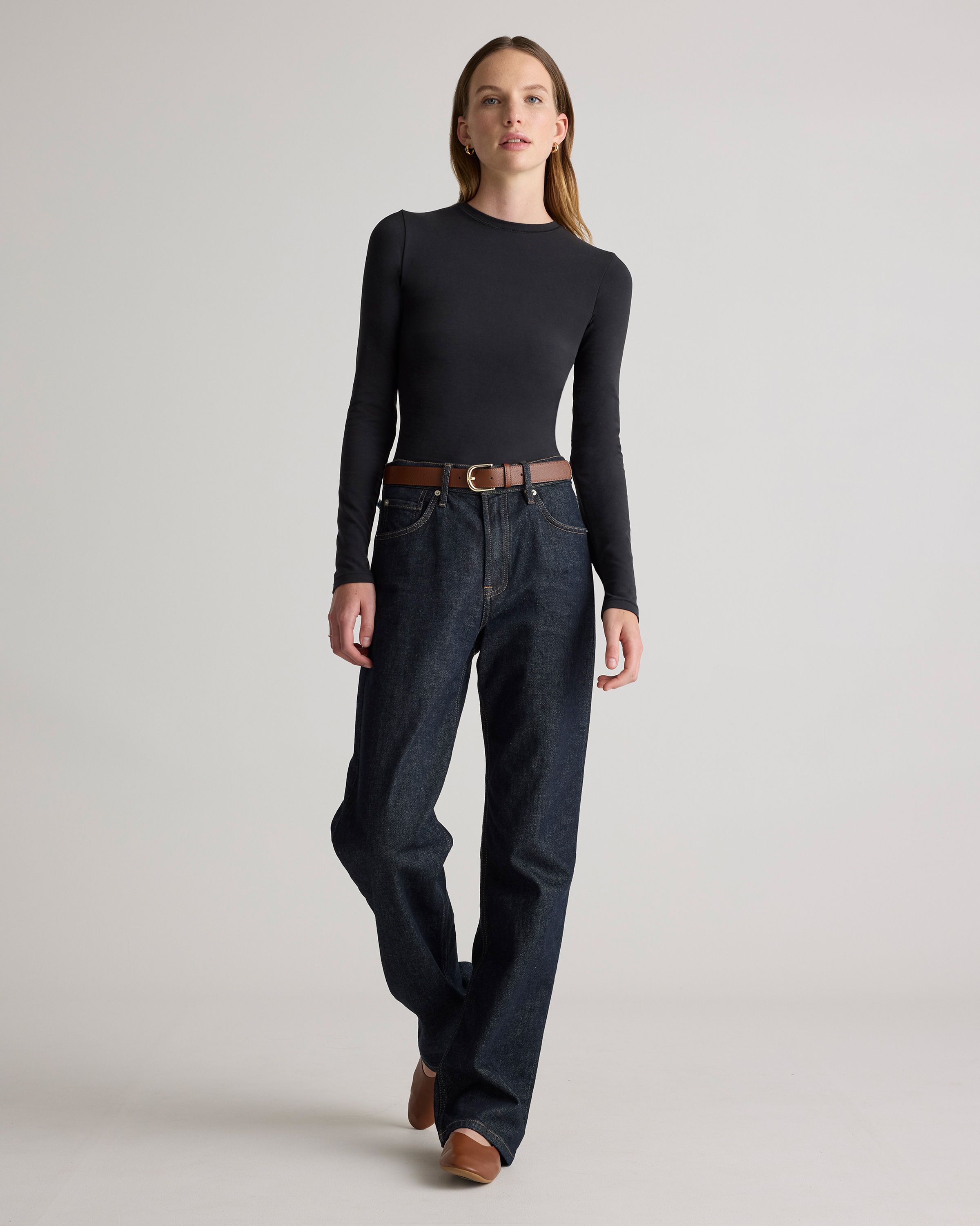 Stretch Cotton Jersey Fitted Long Sleeve T-Shirt — Image 6