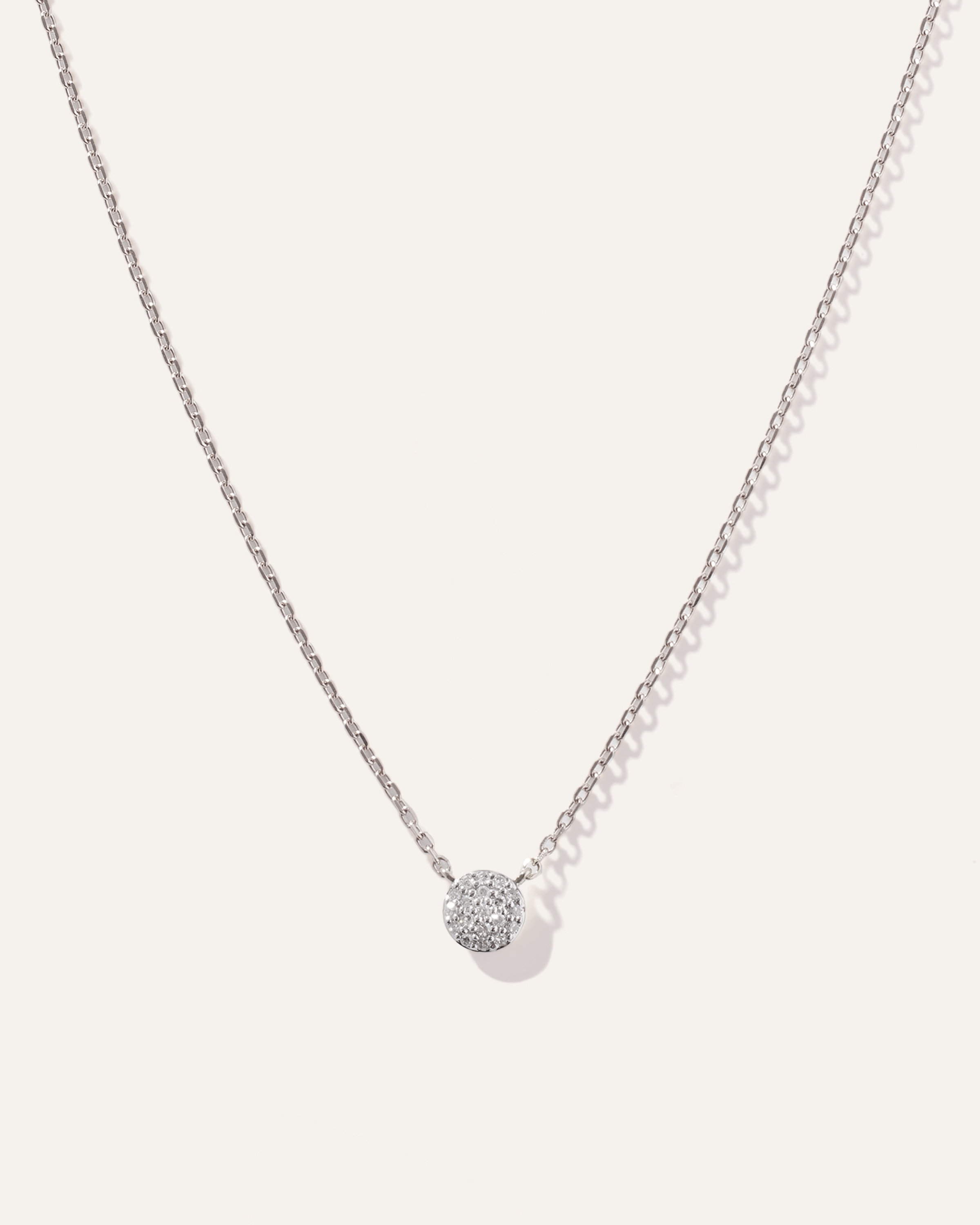 14K Gold Diamond Pave Disc Necklace — Image 4