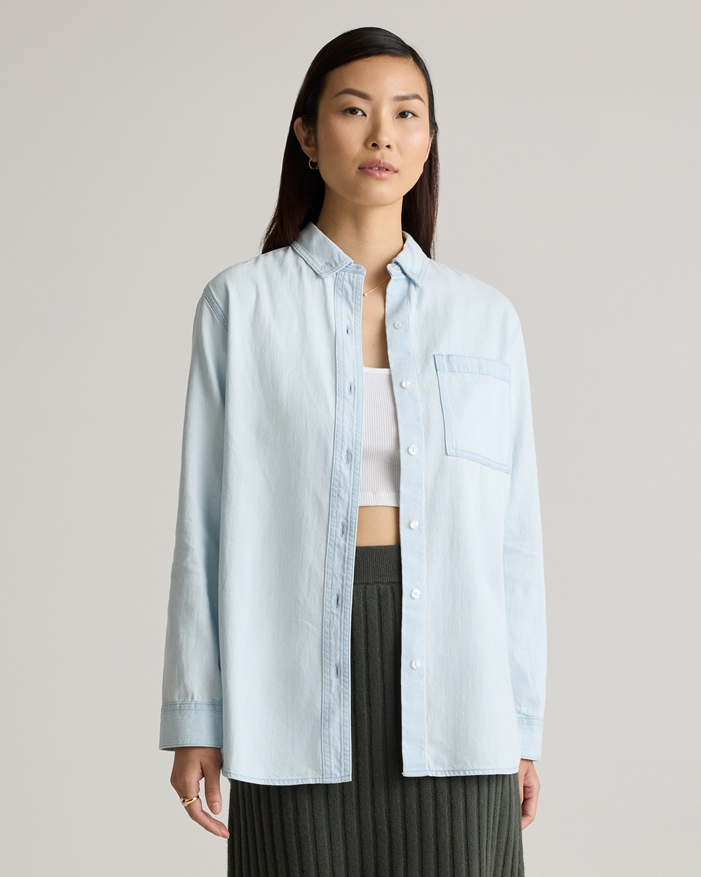 Distressed Denim Oversized Shirt — Image 16