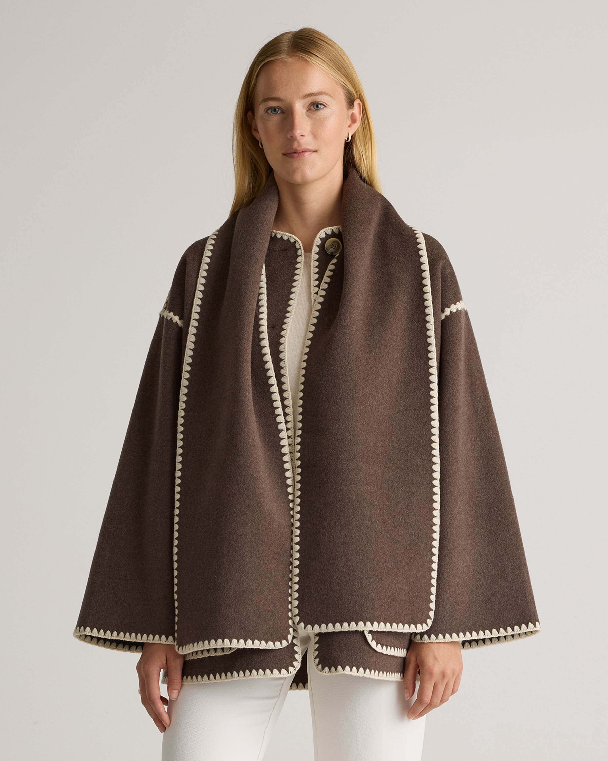 Double-Faced Merino Wool Scarf Coat — Image 22