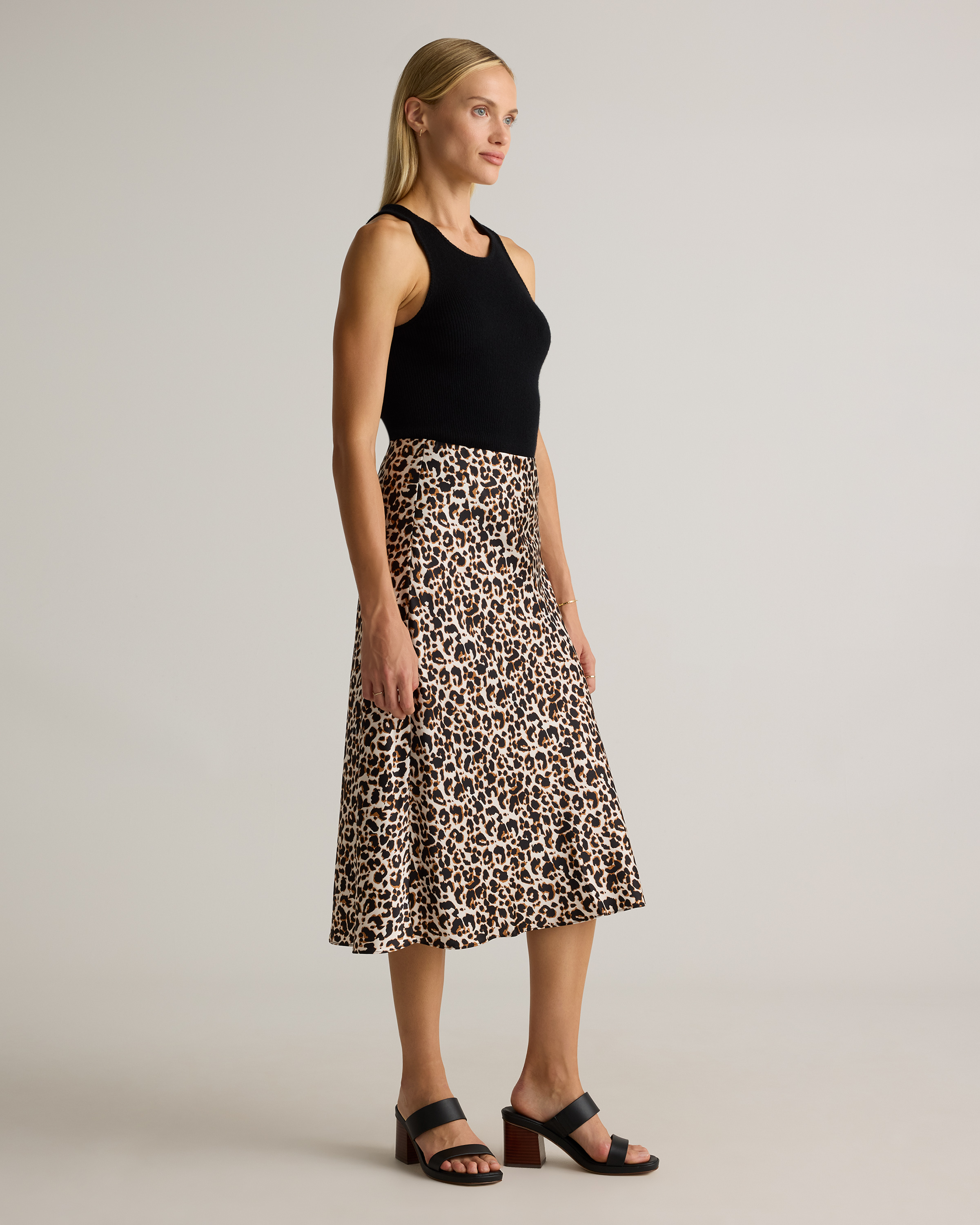 forest-green 100% Washable Silk Skirt — Image 52