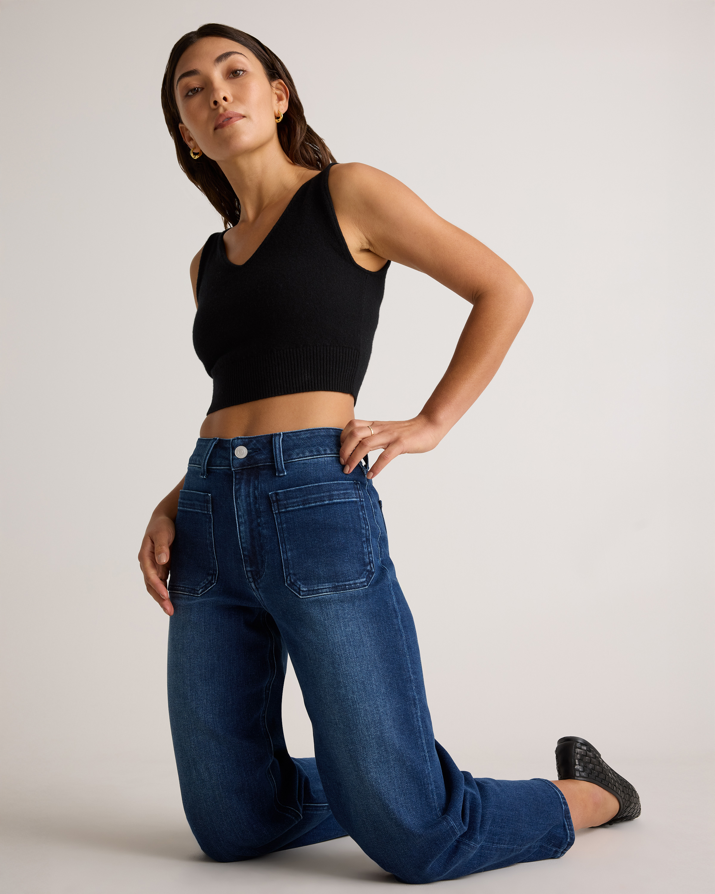 Bella Stretch Patch Pocket Wide Leg Jeans — Image 15