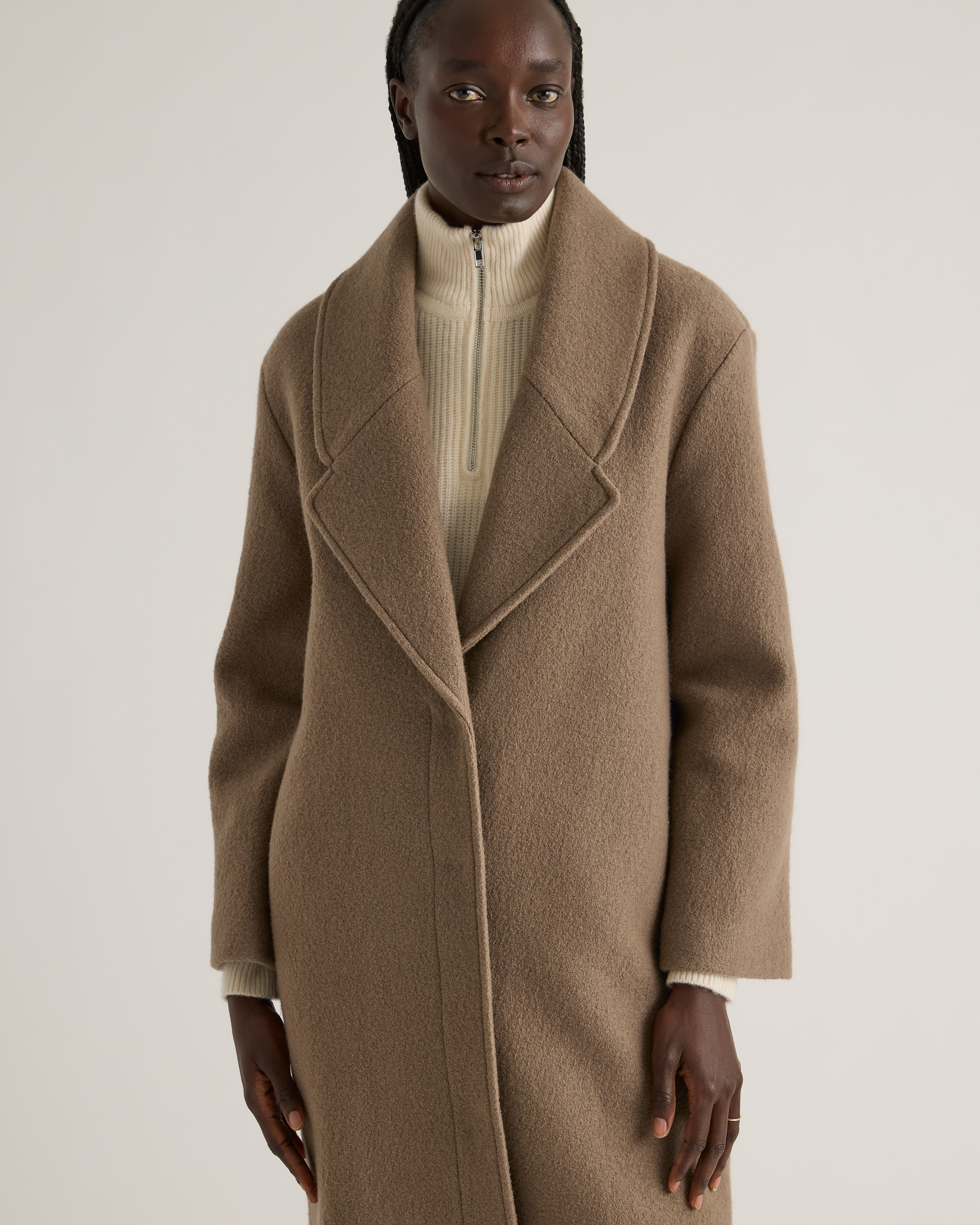 100% Merino Wool Shawl Collar Long Coat — Image 5