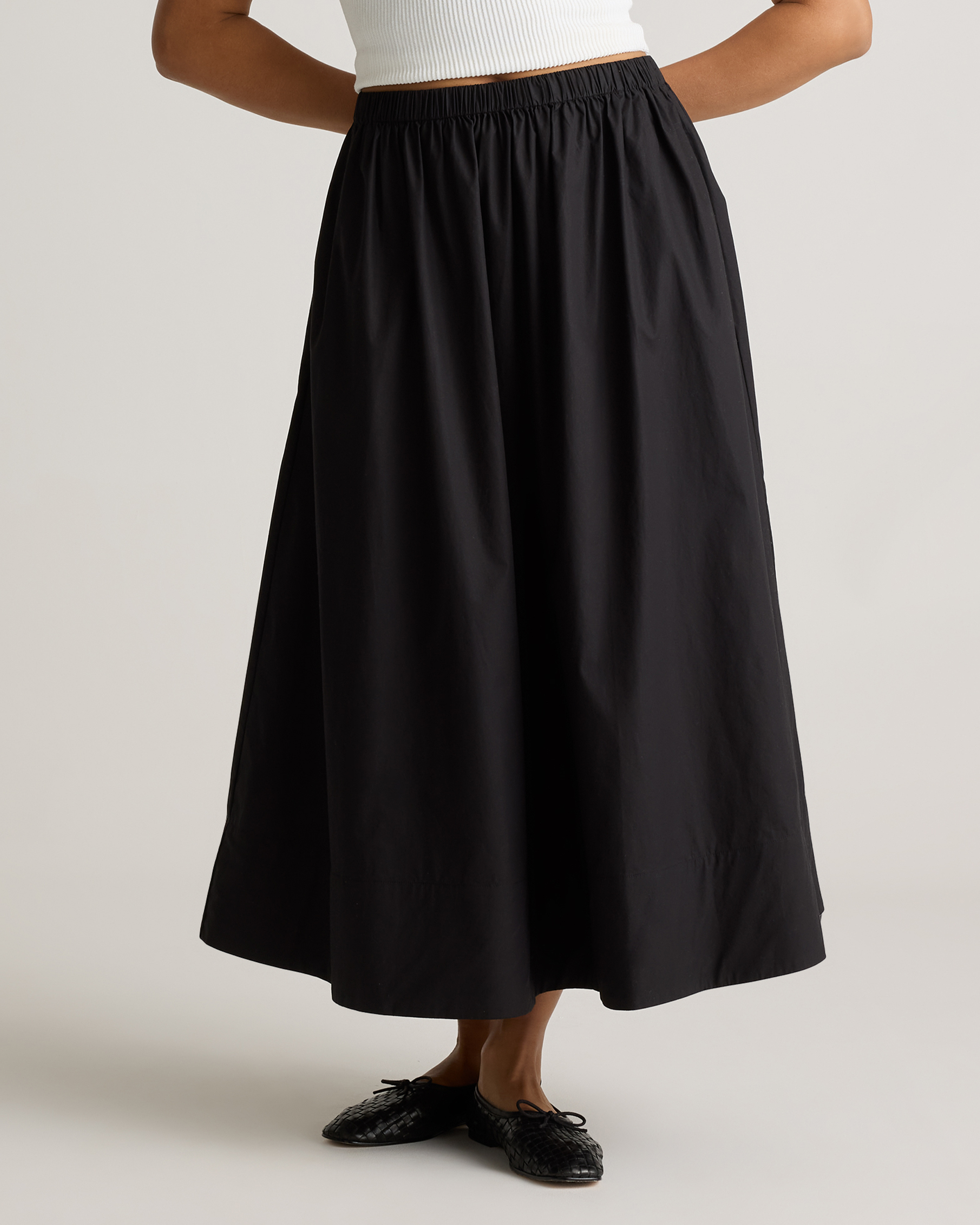 100% Organic Cotton Poplin A-line Maxi Skirt — Image 21