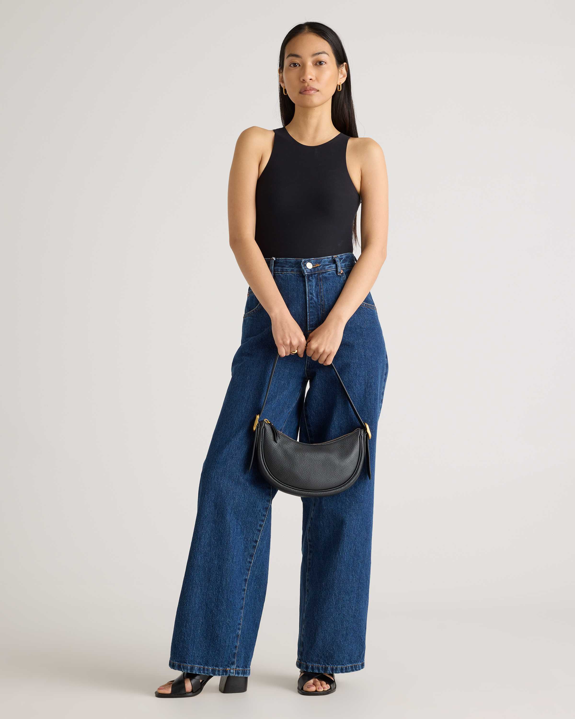 Italian Leather Mini Crescent Shoulder Bag — Image 5
