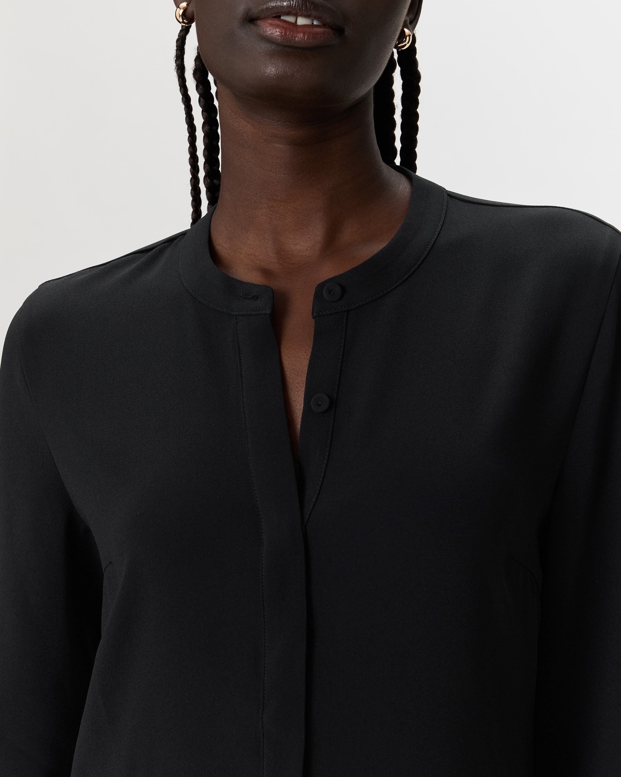 Fluid Crepe Shirt Dress — Image 3