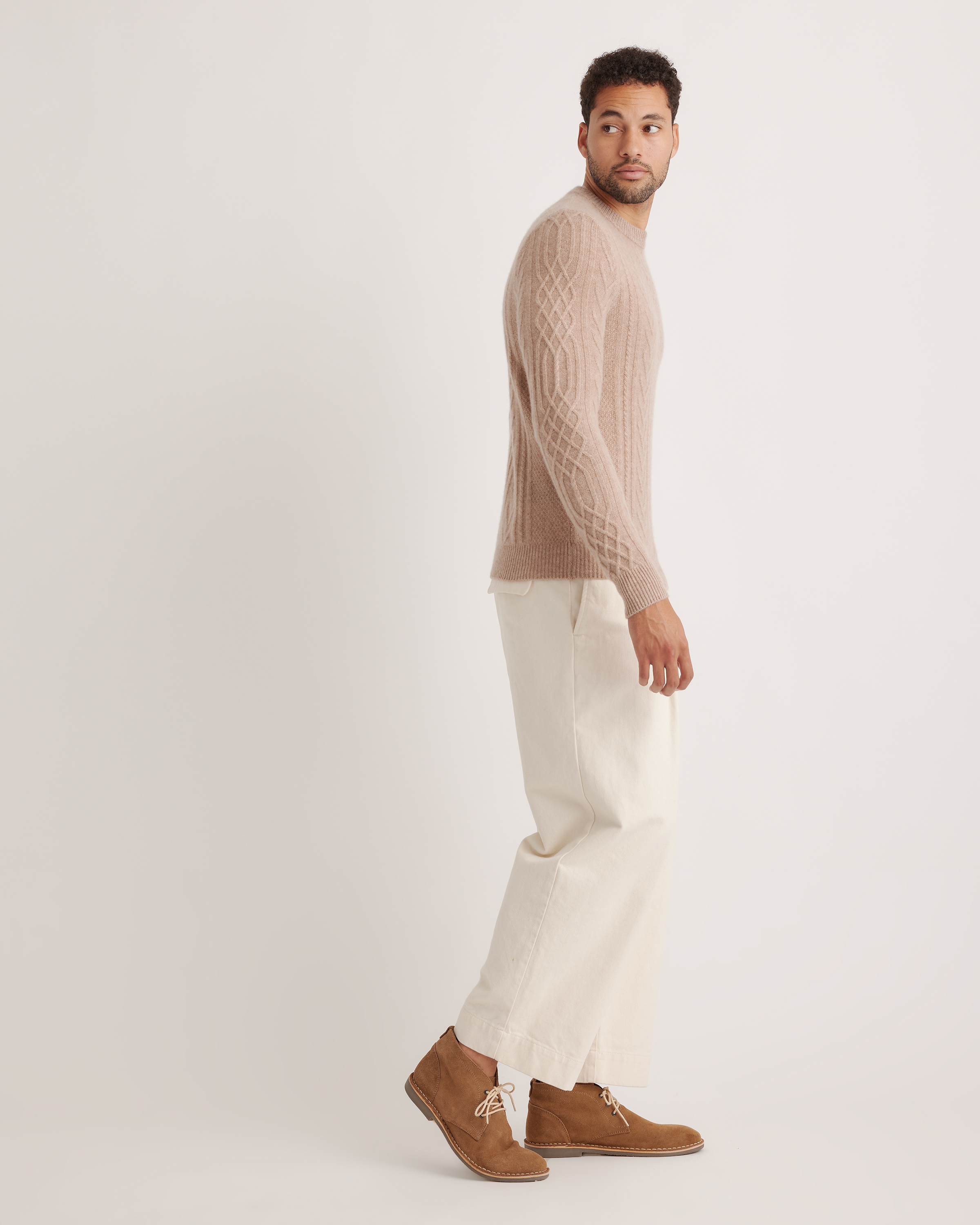Mongolian Spring Cashmere Cable Crewneck Sweater — Image 11