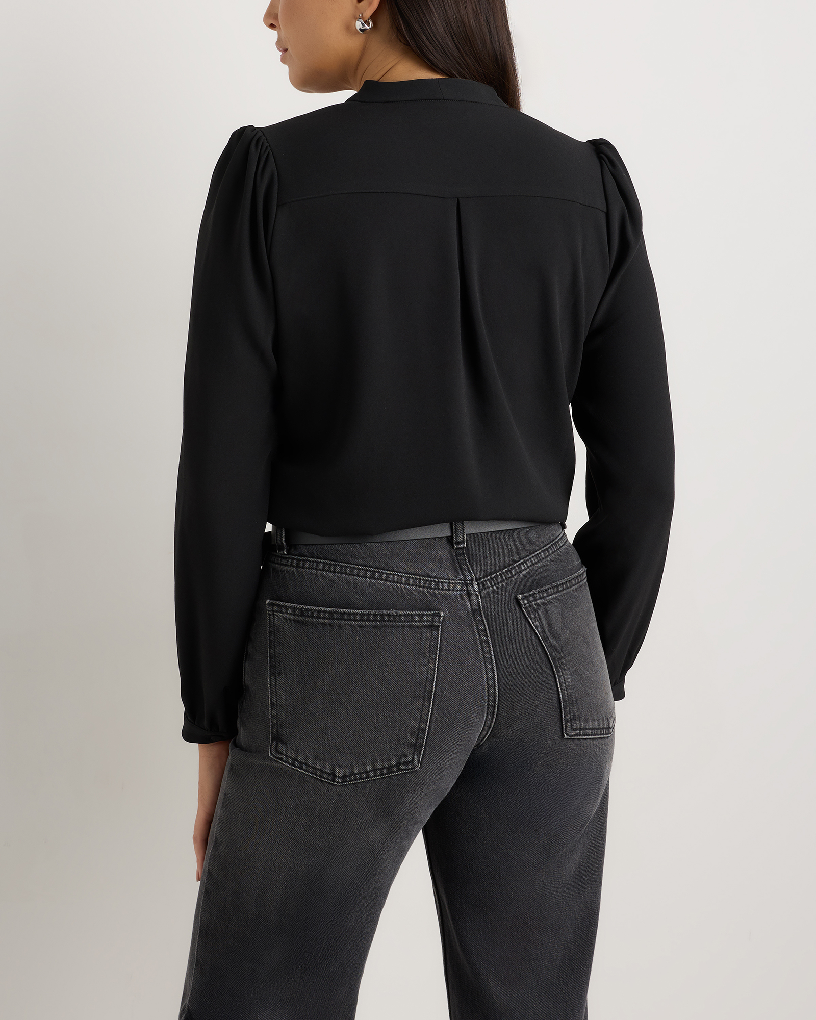Fluid Crepe Surplice Long Sleeve Blouse — Image 8