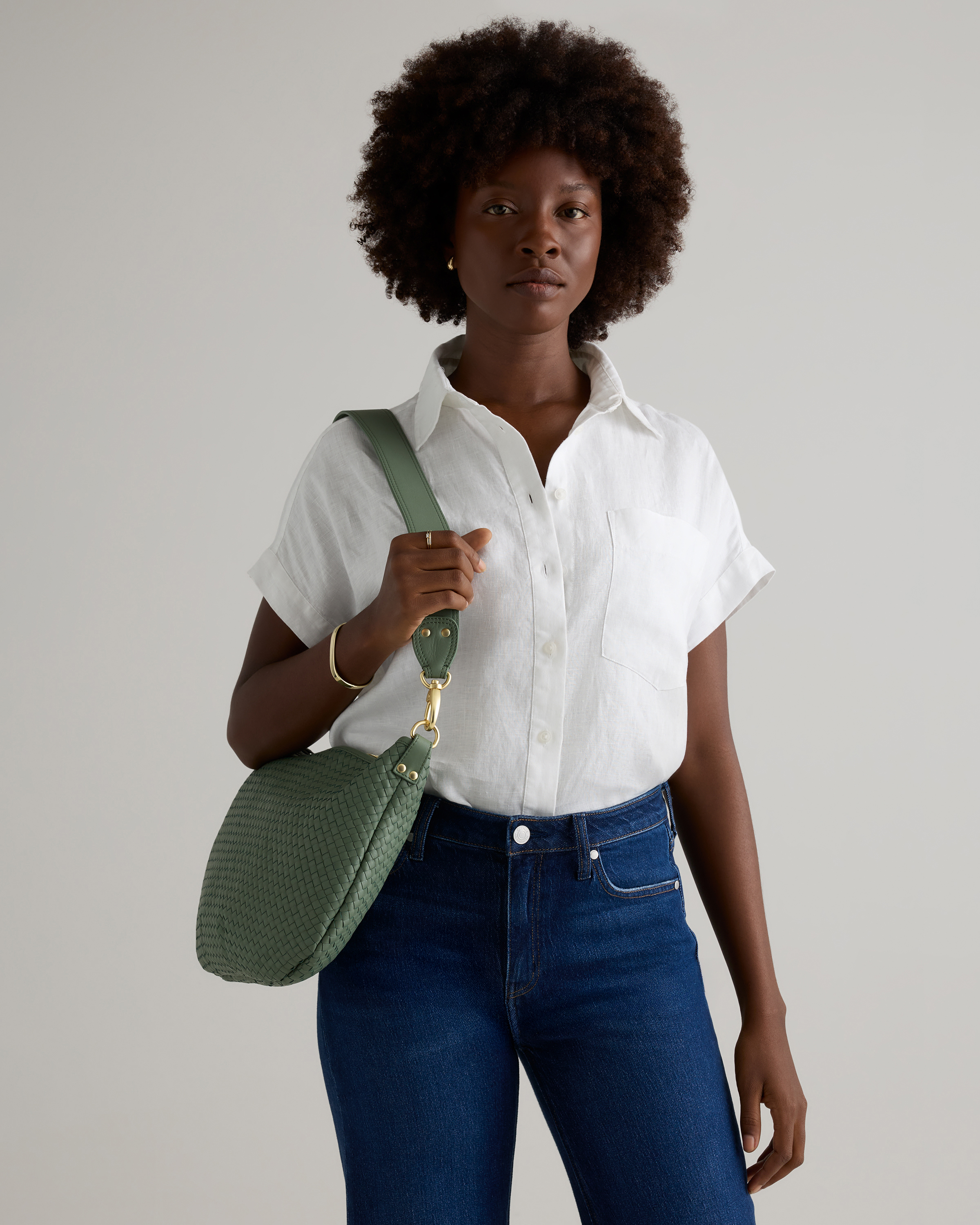 Italian Leather Convertible Crescent Handwoven Shoulder Bag — Image 6